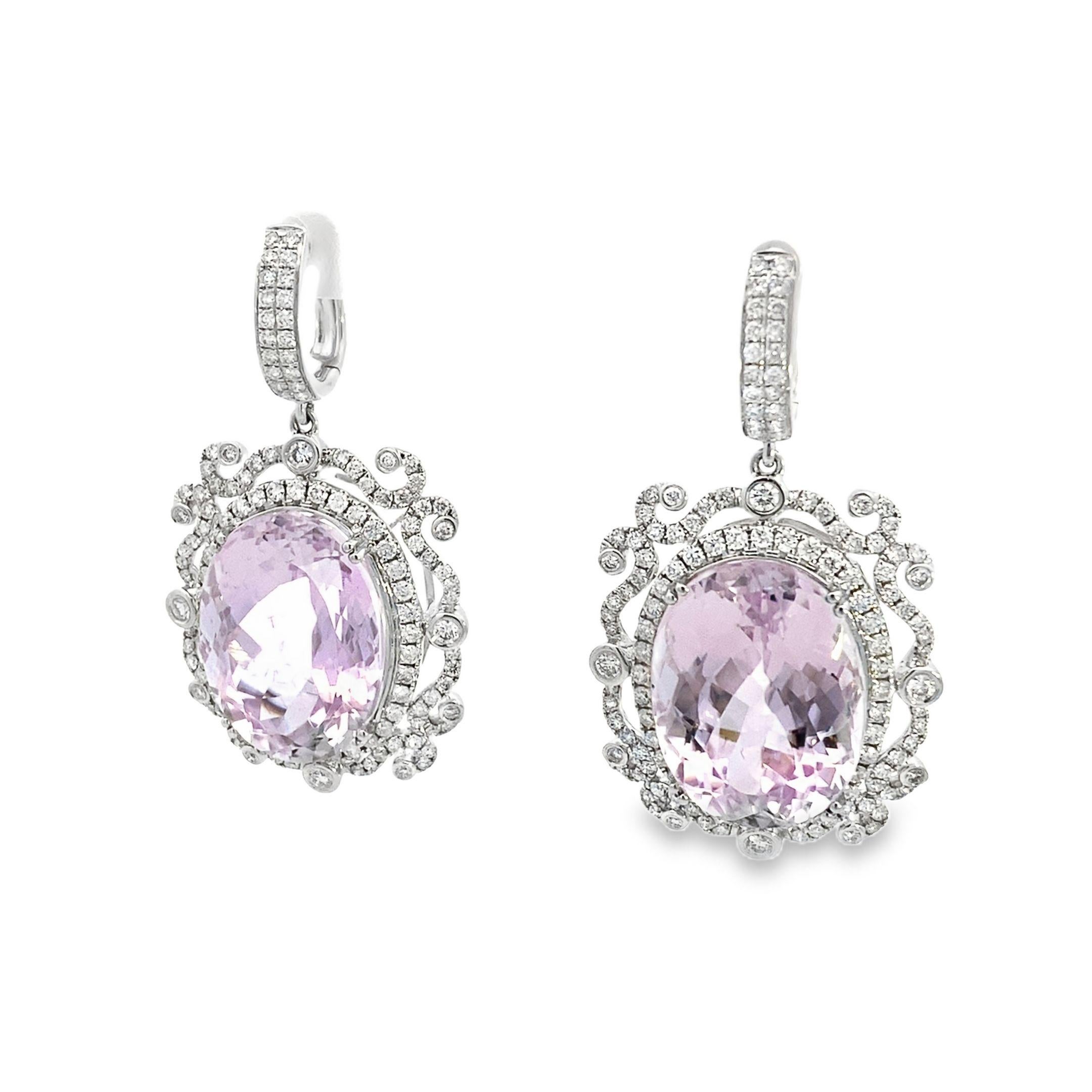 Modern Maurice Fine Jewelry - Large Kunzite Earrings Victorian Design For Sale