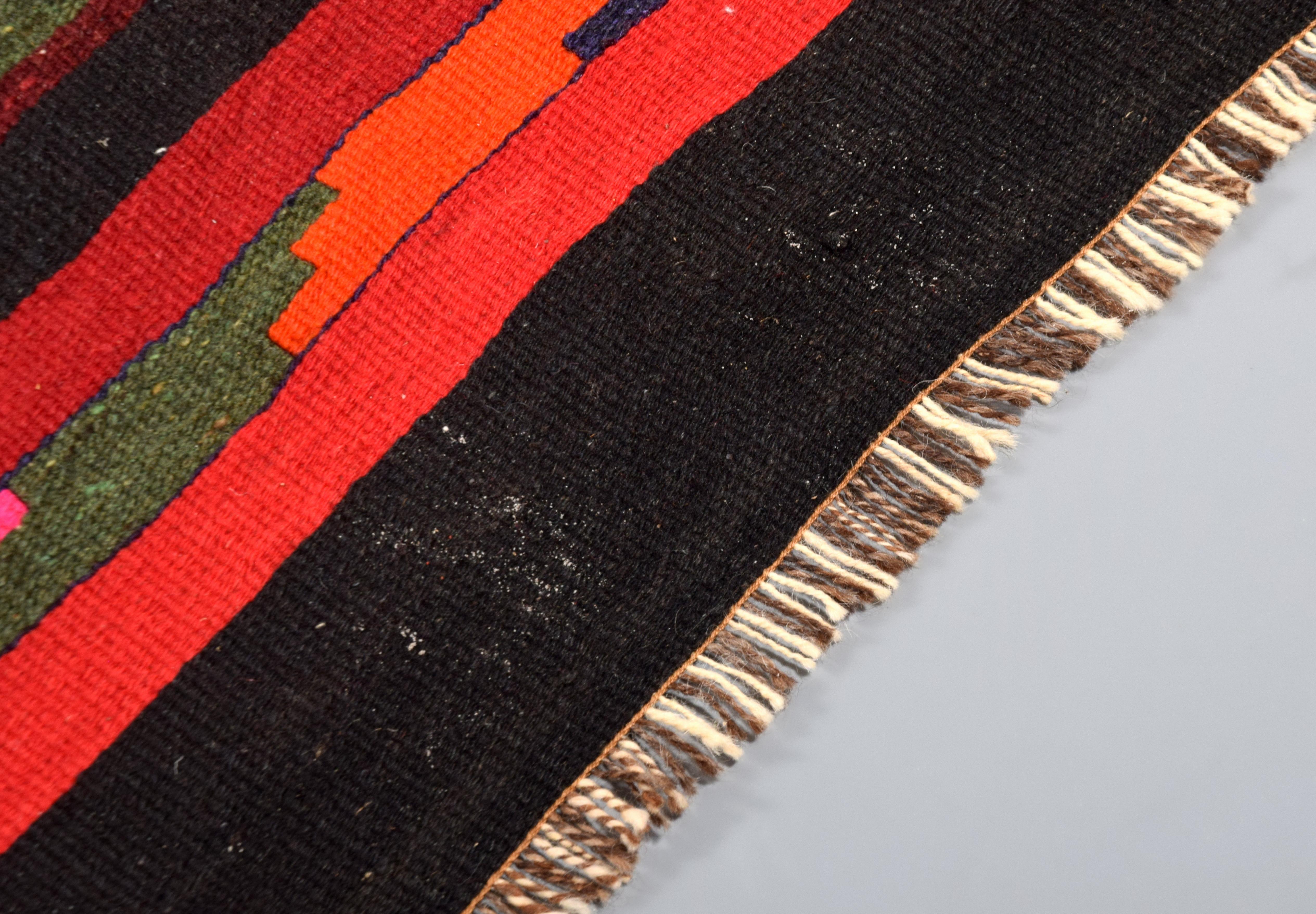 Wool Large Kurdish Kilim Runner Rug, 152