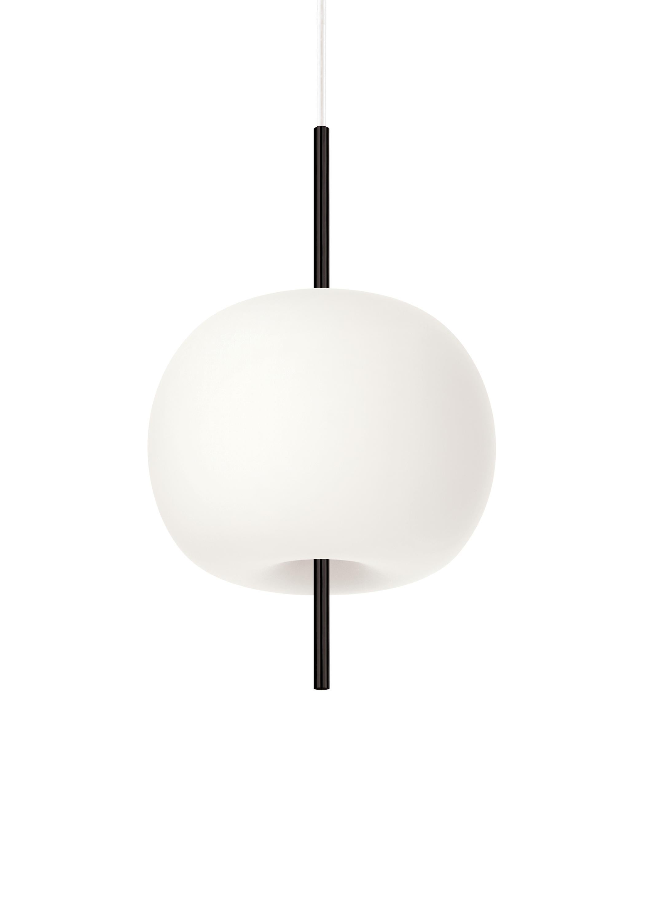 Large 'Kushi' Opaline Glass and Metal Suspension Lamp for KDLN in Black For Sale 5