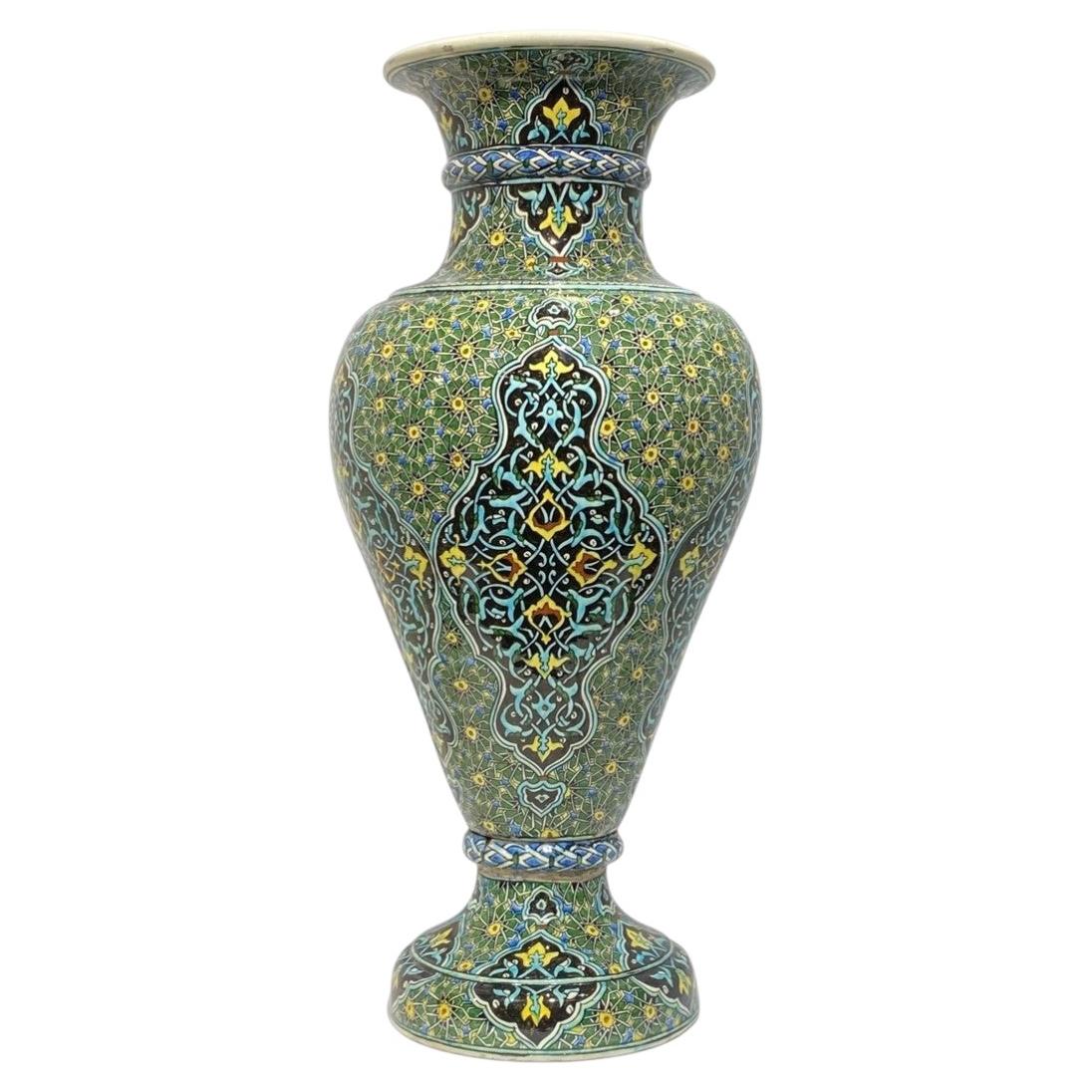 Gran jarrón de gres esmaltado Kutahya Ottoman en venta
