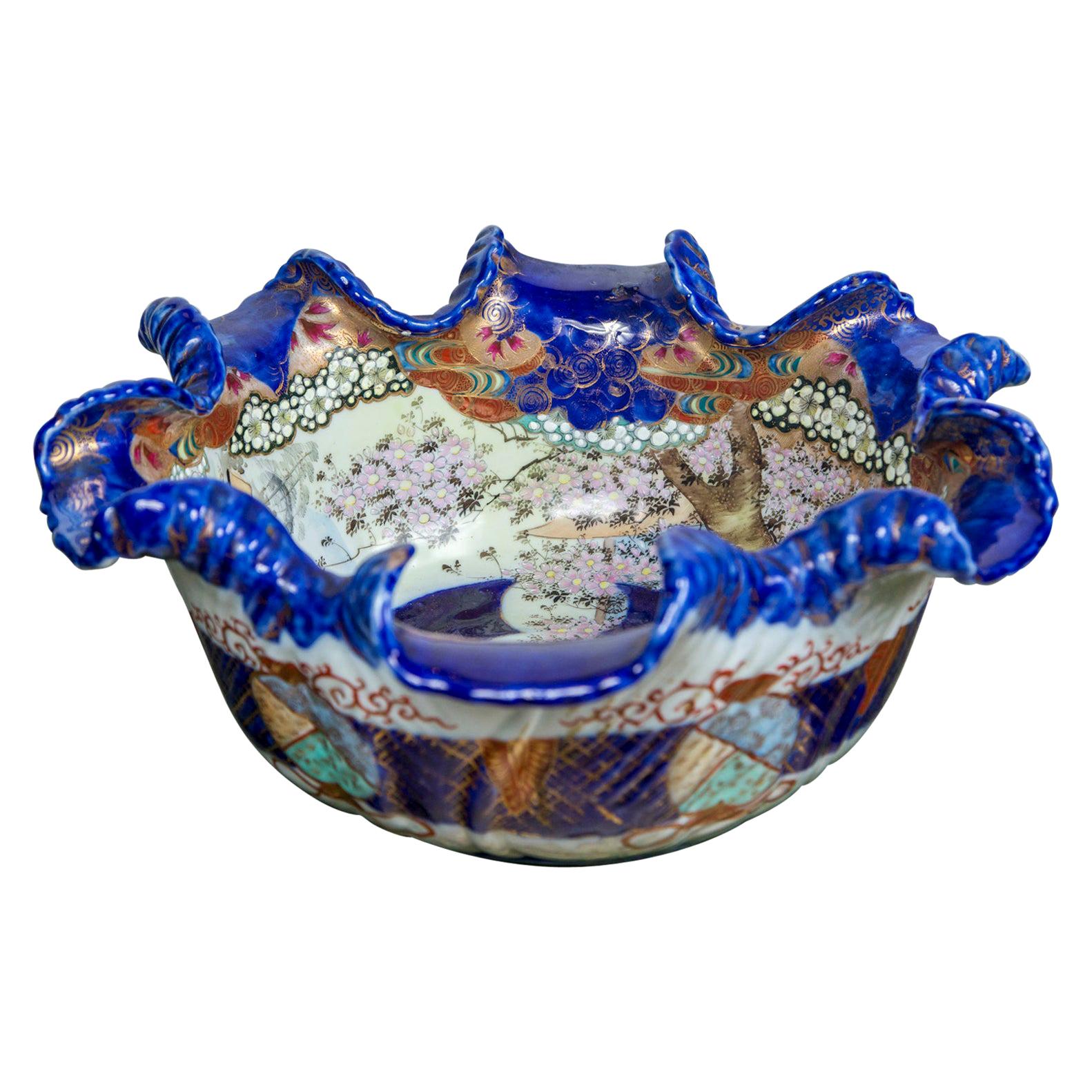 Large Kutani Style Japanese Bowl For Sale