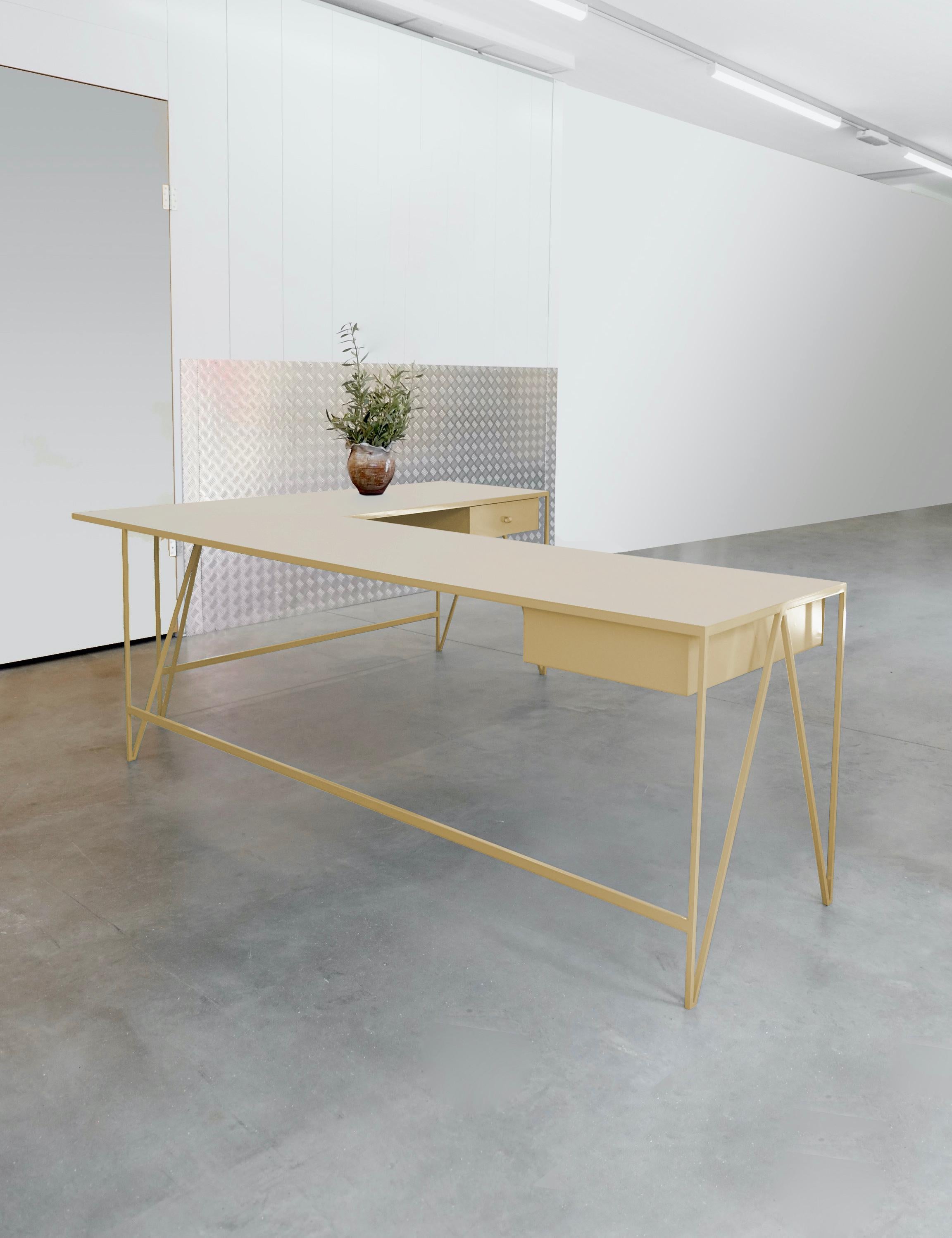 Grand bureau d'angle contemporain personnalisable en forme de L en vente 12