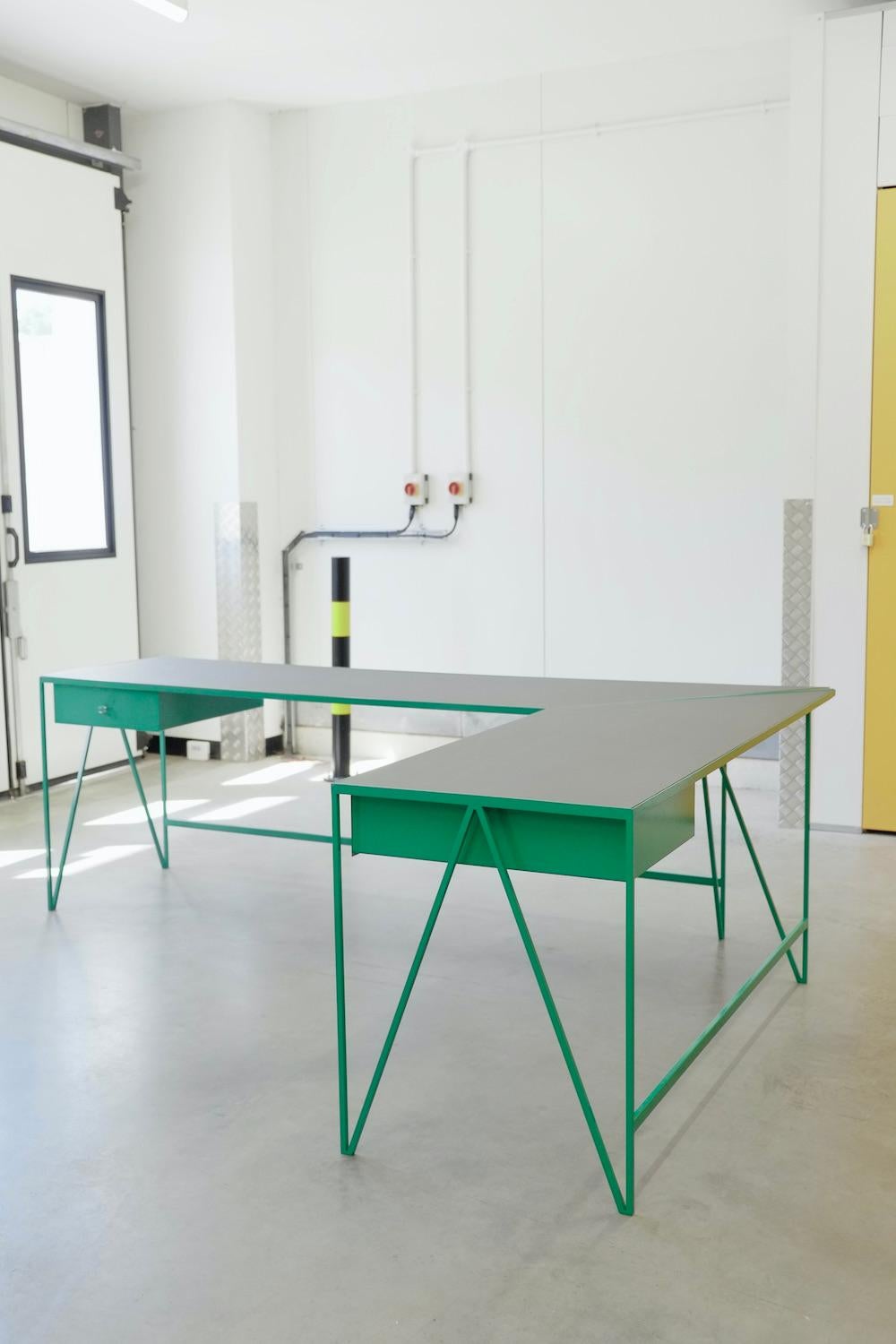 Welded Large L Shape Customizable Contemporary Corner Study Desk For Sale