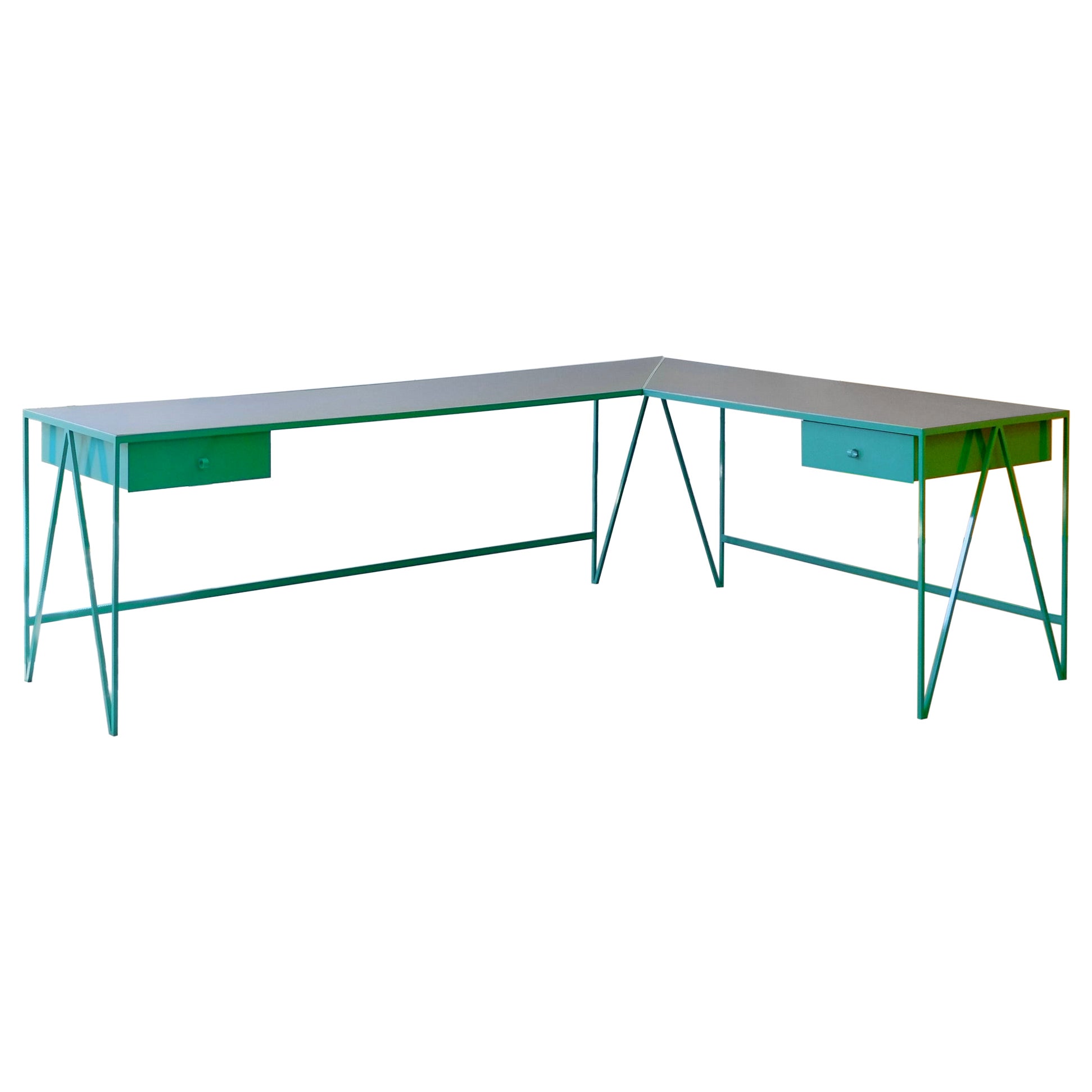 Large L Shape Customizable Contemporary Corner Study Desk For Sale