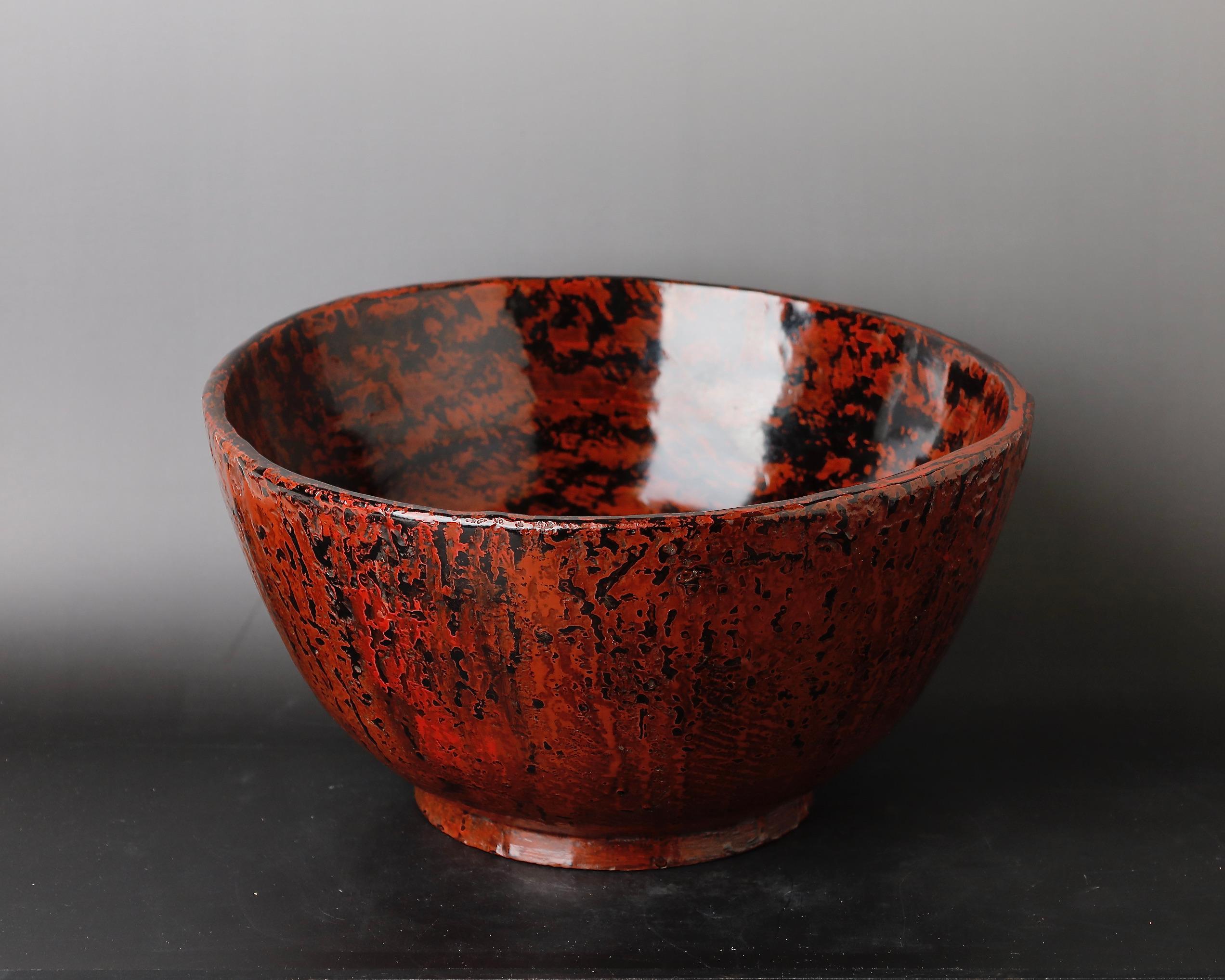 Japanned Large Lacquer Worker Bowl Kanshitsu For Sale