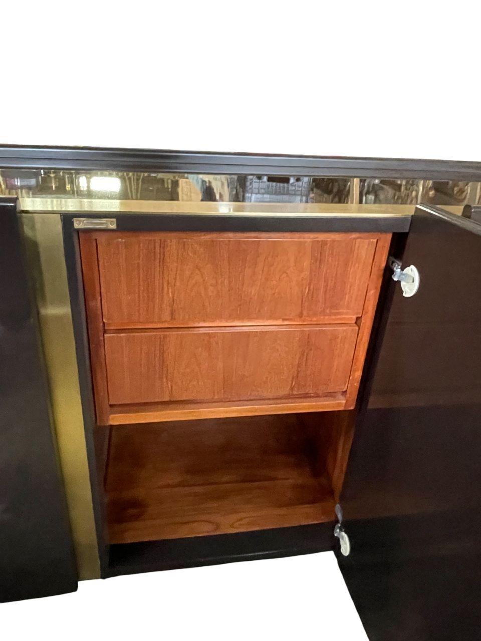 Large Lacquered and Brass-Mounted Credenza by Pierre Cardin. Circa 1960's. For Sale 2