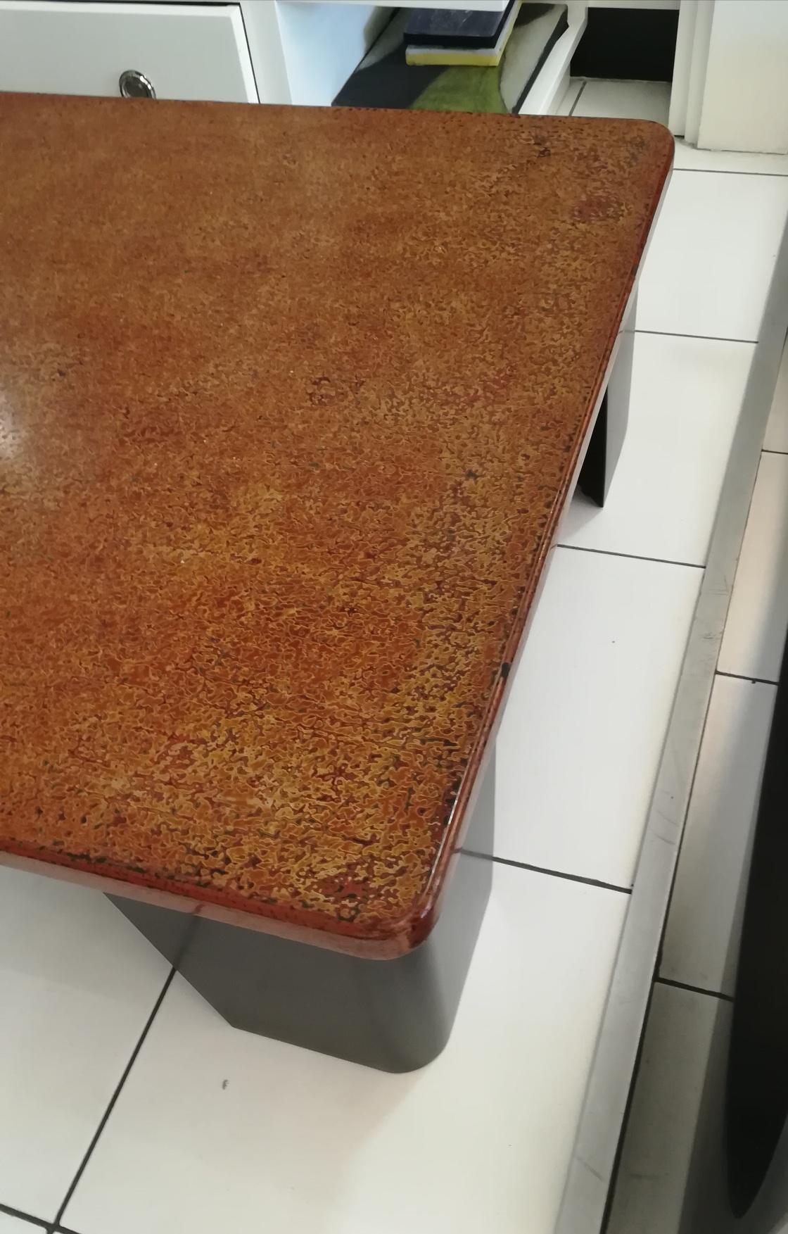 French Large Lacquered Cocktail Table with Métal Feet