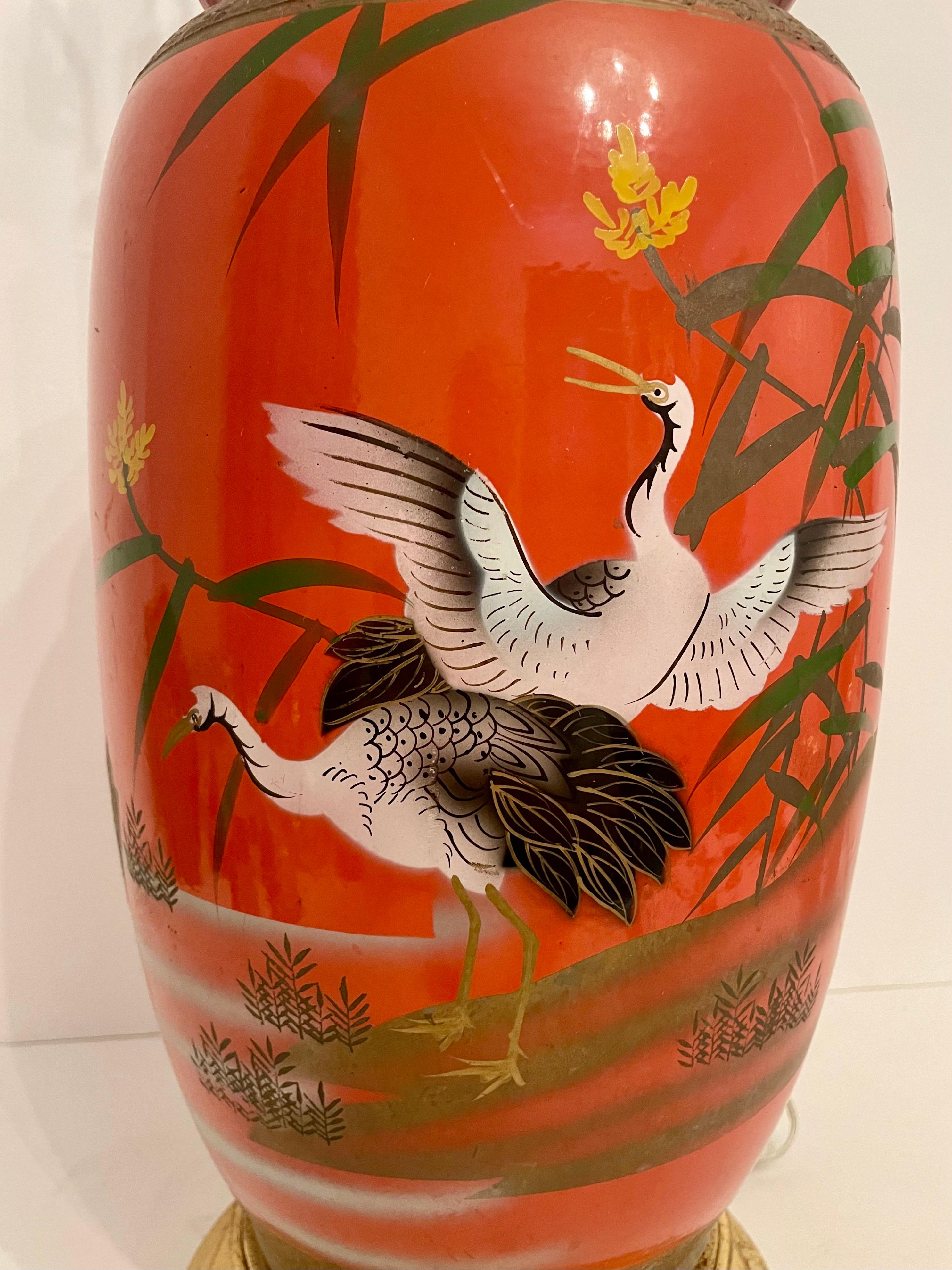 Large Lacquered Japanese Lamp For Sale 4