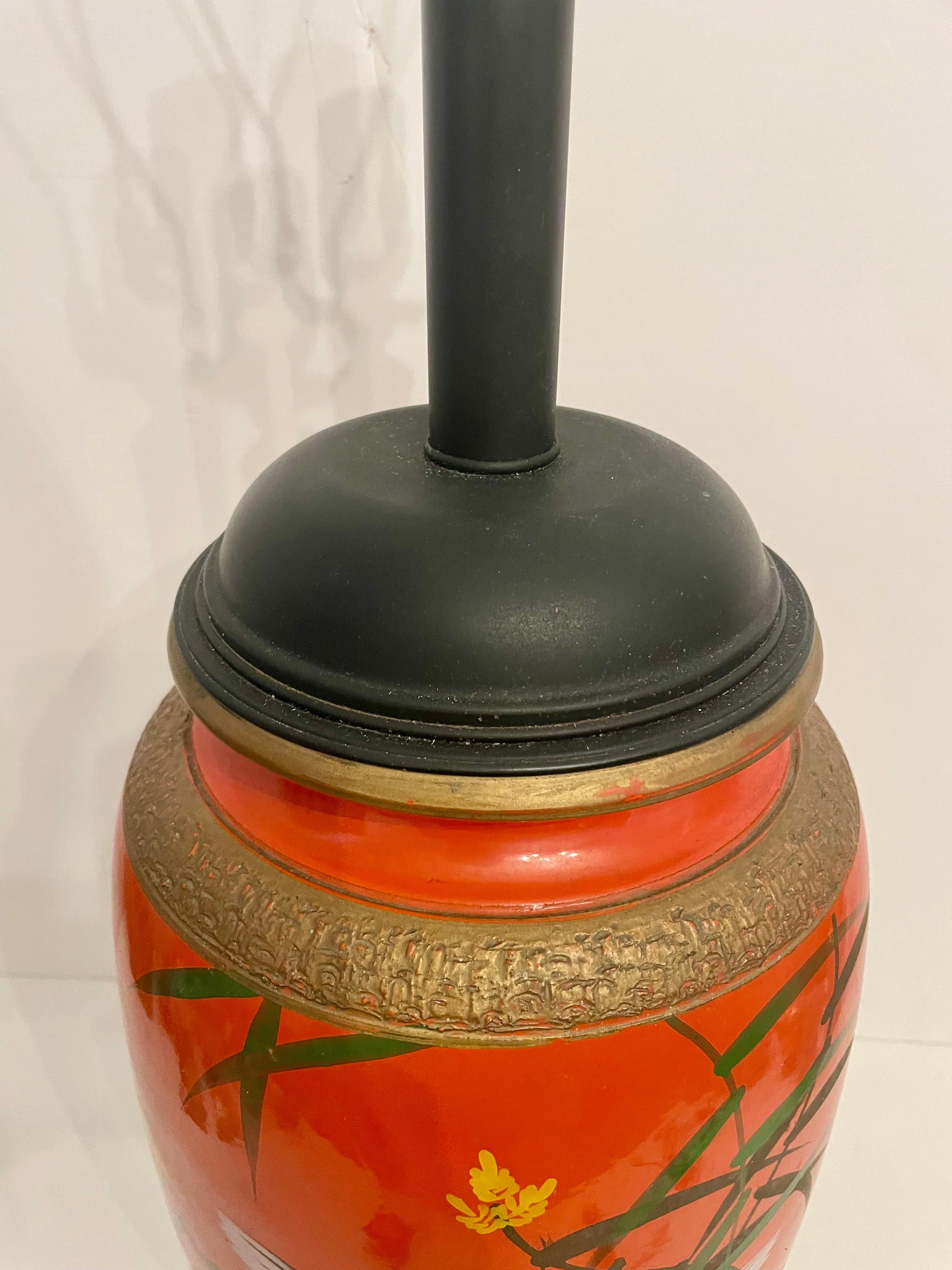Large Lacquered Japanese Lamp For Sale 6