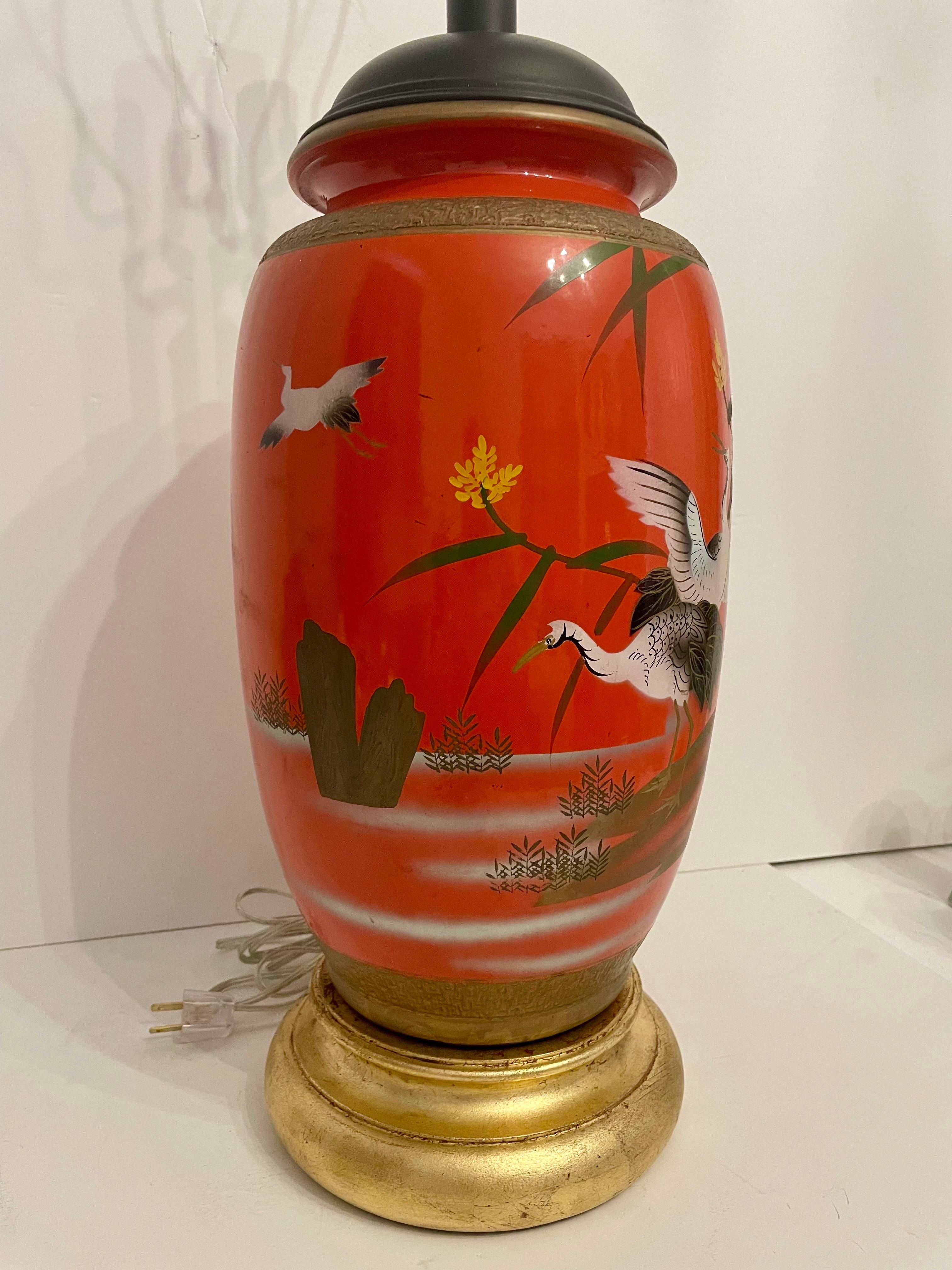 Large Lacquered Japanese Lamp In Good Condition For Sale In New York, NY