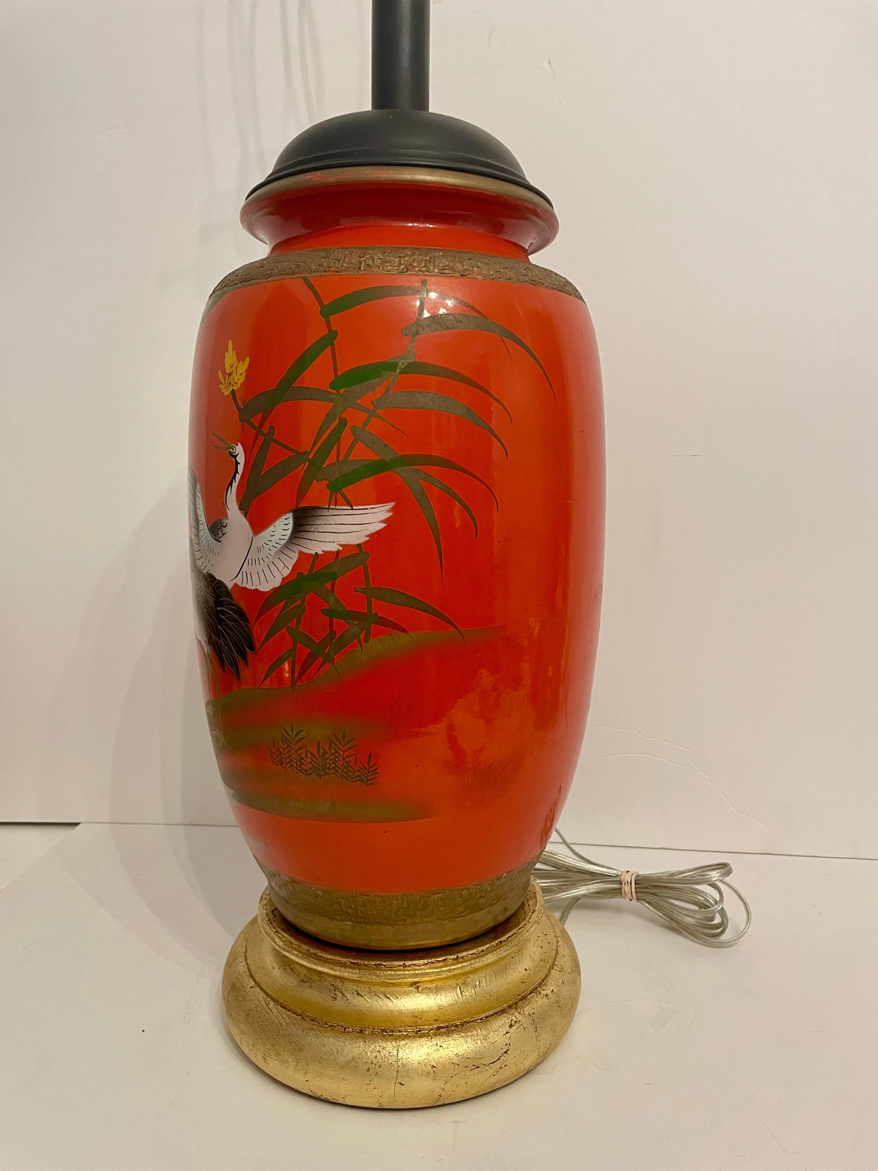 20th Century Large Lacquered Japanese Lamp For Sale