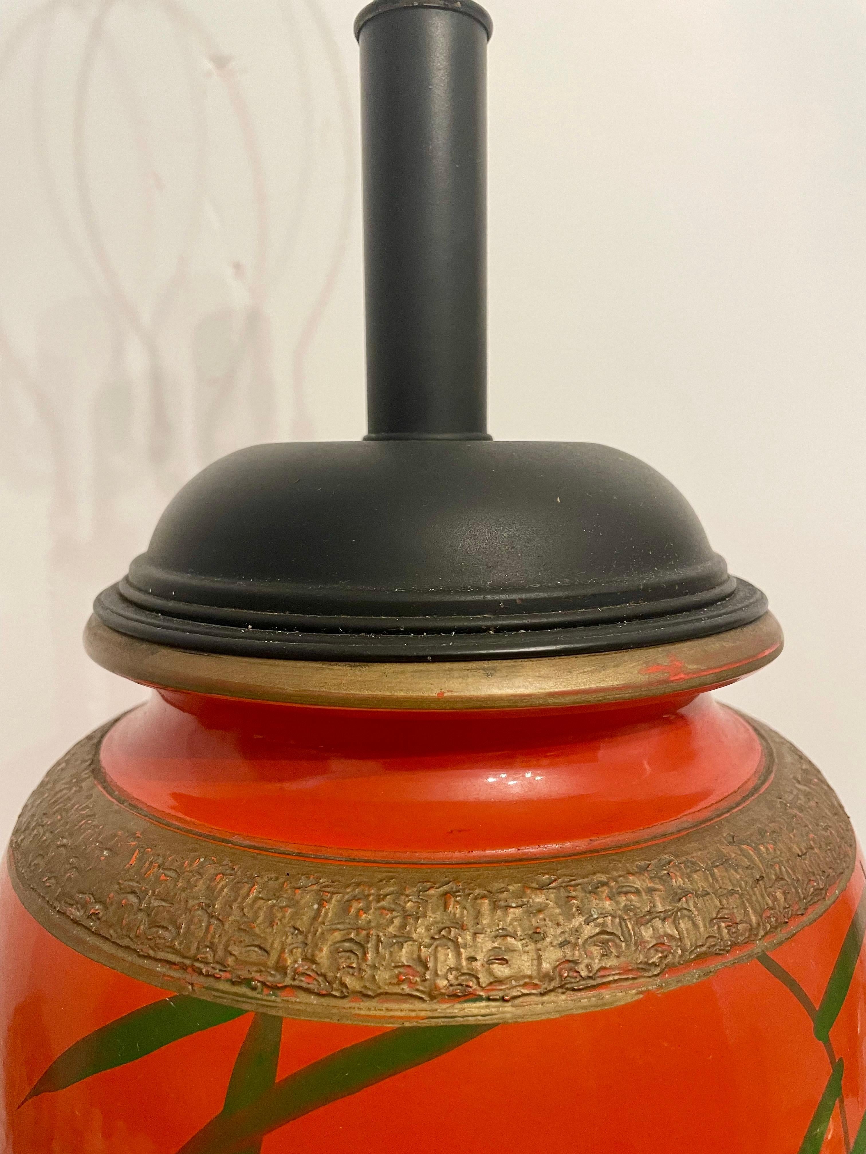 Large Lacquered Japanese Lamp For Sale 1