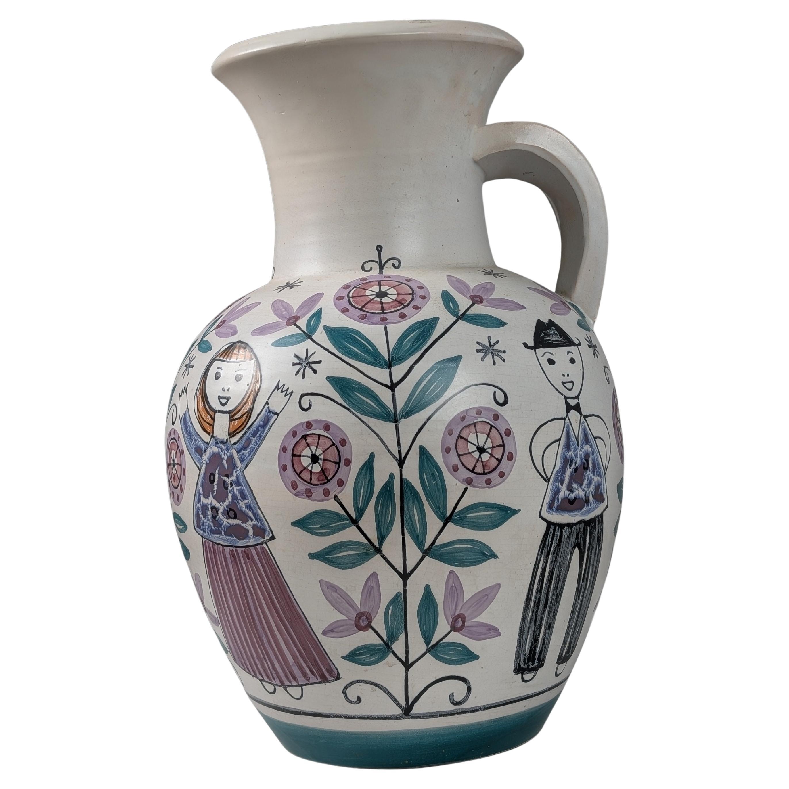 Grande vaso decorativo dipinto a mano di Laila Zink, Kupittaan Savi, Finlandia, anni 
50