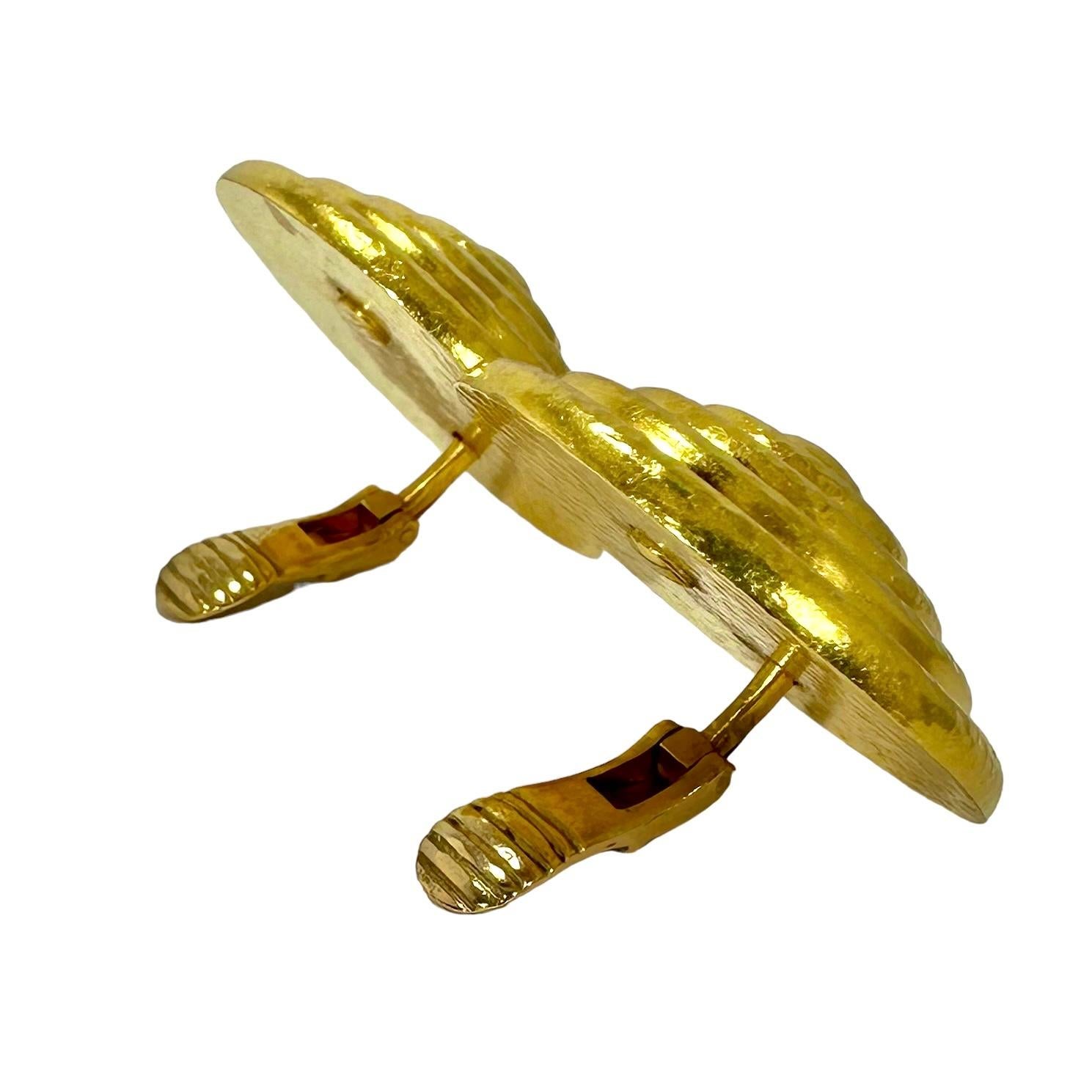 Grandes boucles d'oreilles Lalaounis en or jaune 18 carats avec cercle concentrique de 1,38 pouce de diamètre  en vente 1