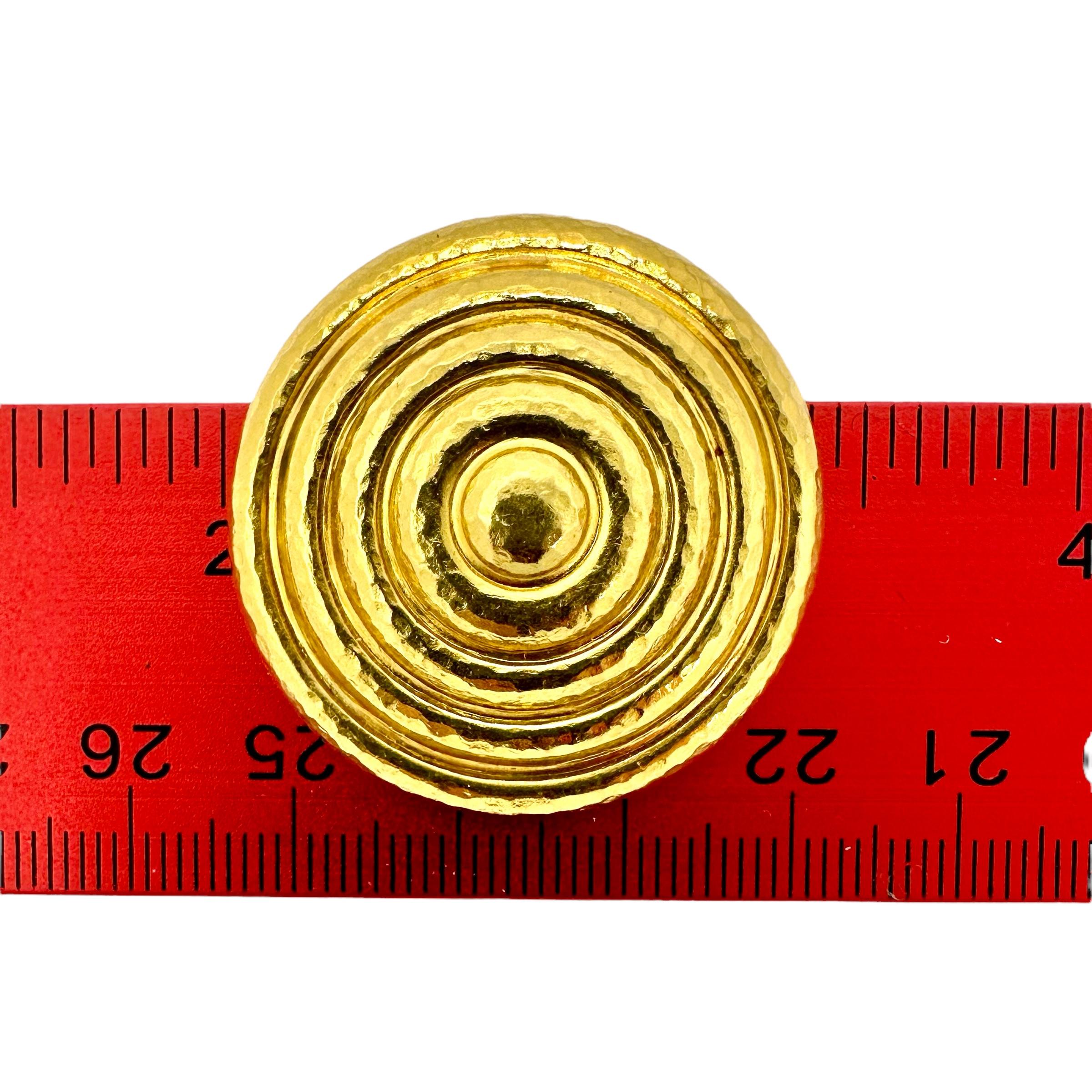 Grandes boucles d'oreilles Lalaounis en or jaune 18 carats avec cercle concentrique de 1,38 pouce de diamètre  en vente 3