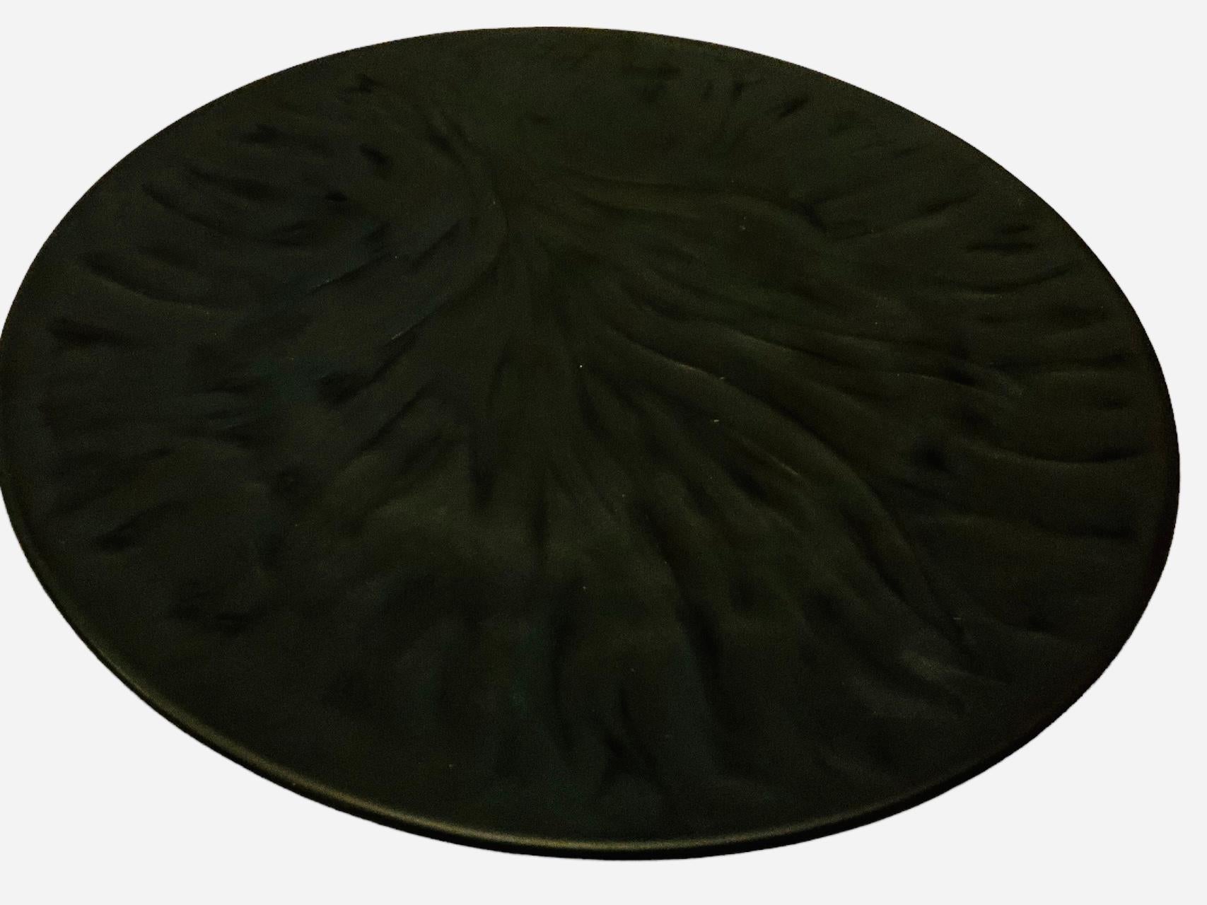 French Large Lalique Black Crystal Tree Of Life Plate For Sale