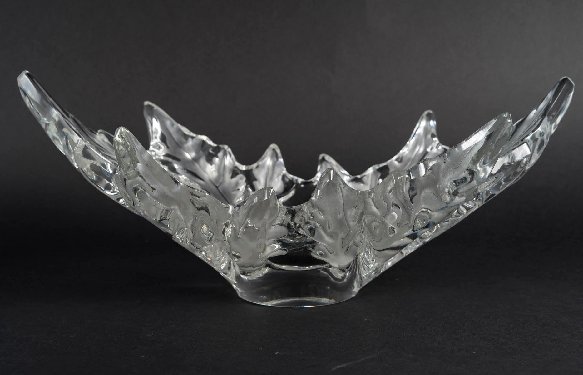 Mid-Century Modern Large Lalique Bowl, Champs Elysées Model, Crystal, 20th Century.