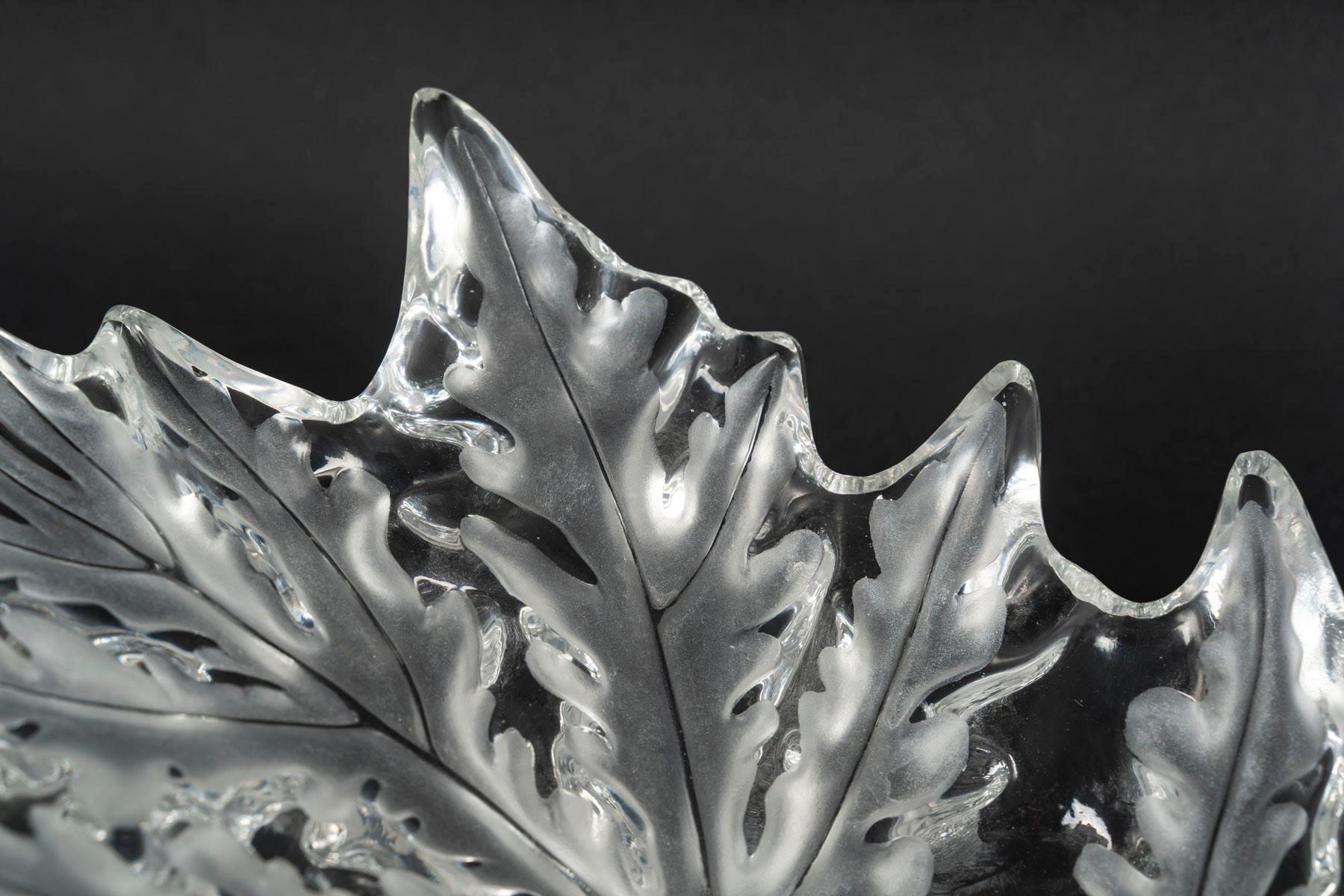 French Large Lalique Bowl, Champs Elysées Model, Crystal, 20th Century.