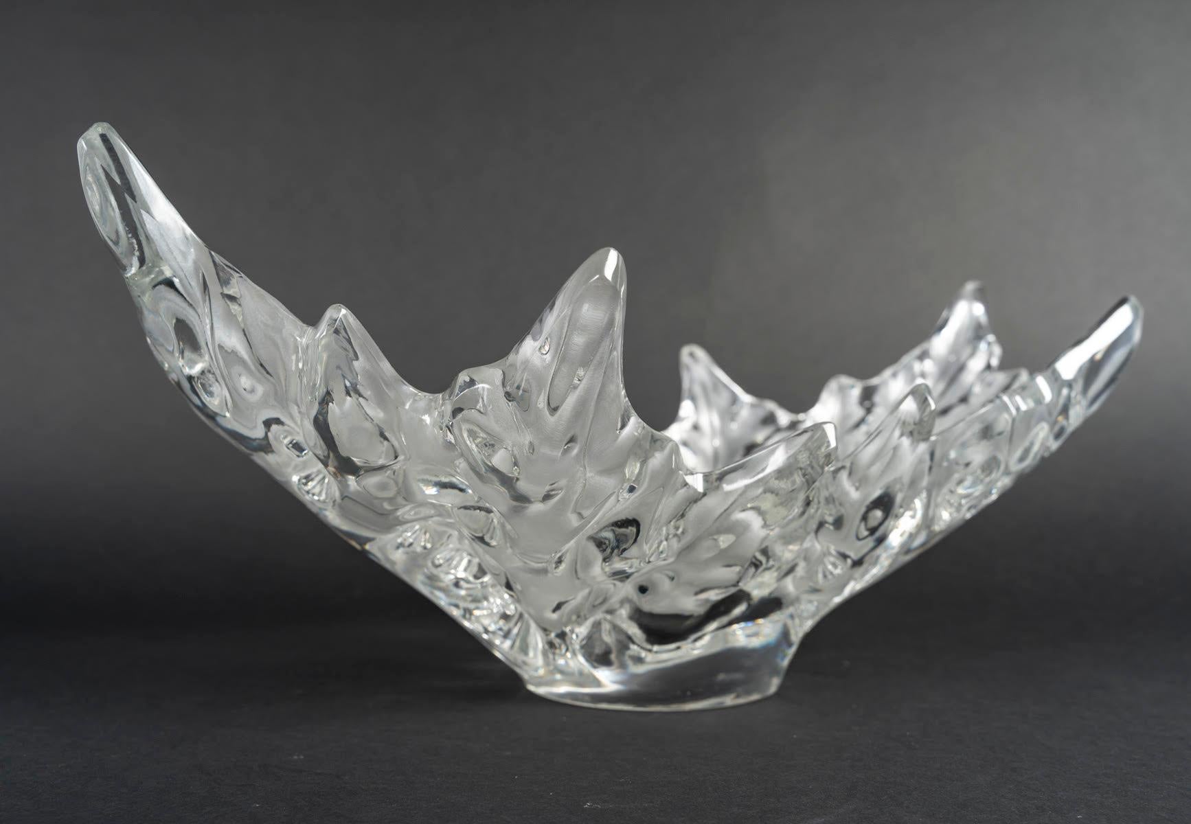 Large Lalique Bowl, Champs Elysées Model, Crystal, 20th Century. In Good Condition In Saint-Ouen, FR