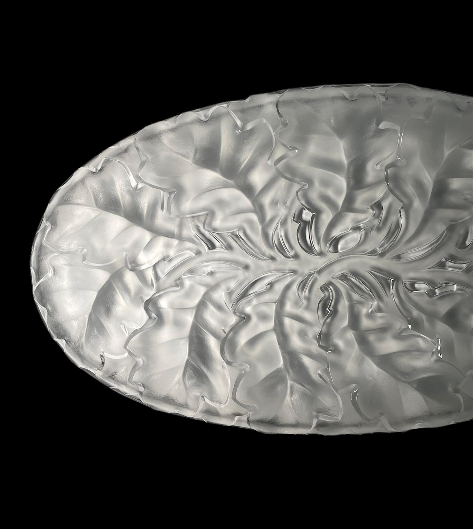 Art Nouveau Large Lalique Crystal “Chene” Oak Leaves Oval Platter