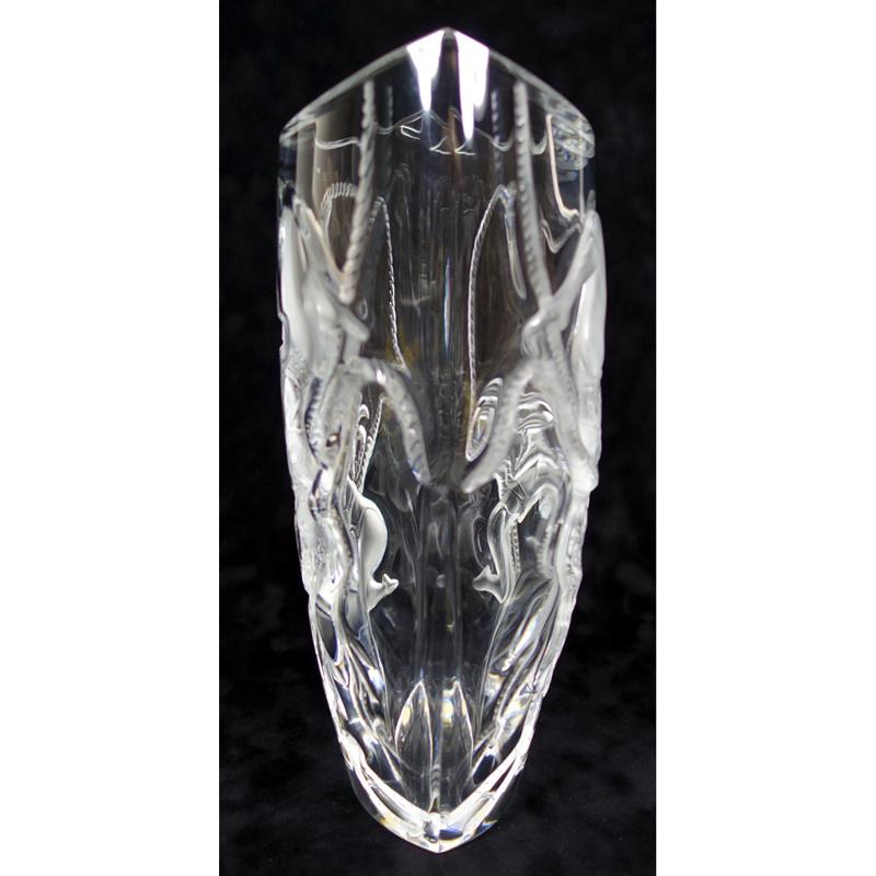 Große Lalique-Vase „Trapez“ aus poliertem und mattiertem Kristall, seltene Auflage (Art nouveau)