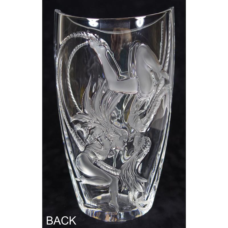 Große Lalique-Vase „Trapez“ aus poliertem und mattiertem Kristall, seltene Auflage (Französisch)