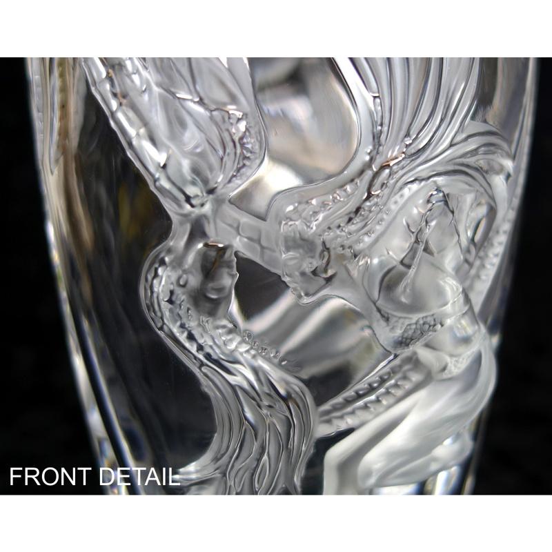 Große Lalique-Vase „Trapez“ aus poliertem und mattiertem Kristall, seltene Auflage (Mattiert)