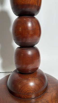 Large lamp base in turned wood attributed to Charles Dudouyt, France circa 1940