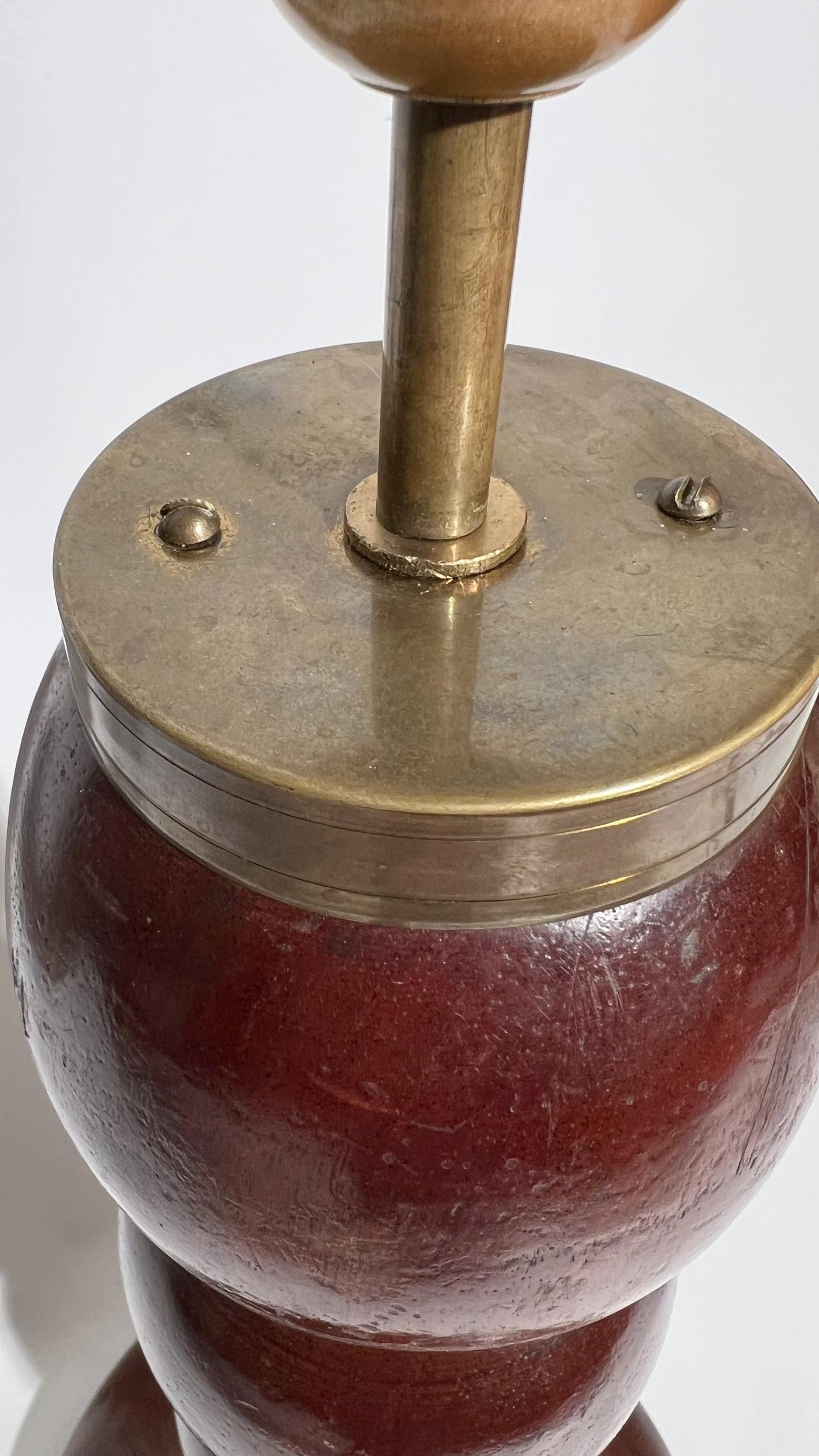 Turned Large lamp base in turned wood attributed to Charles Dudouyt, France circa 1940 For Sale