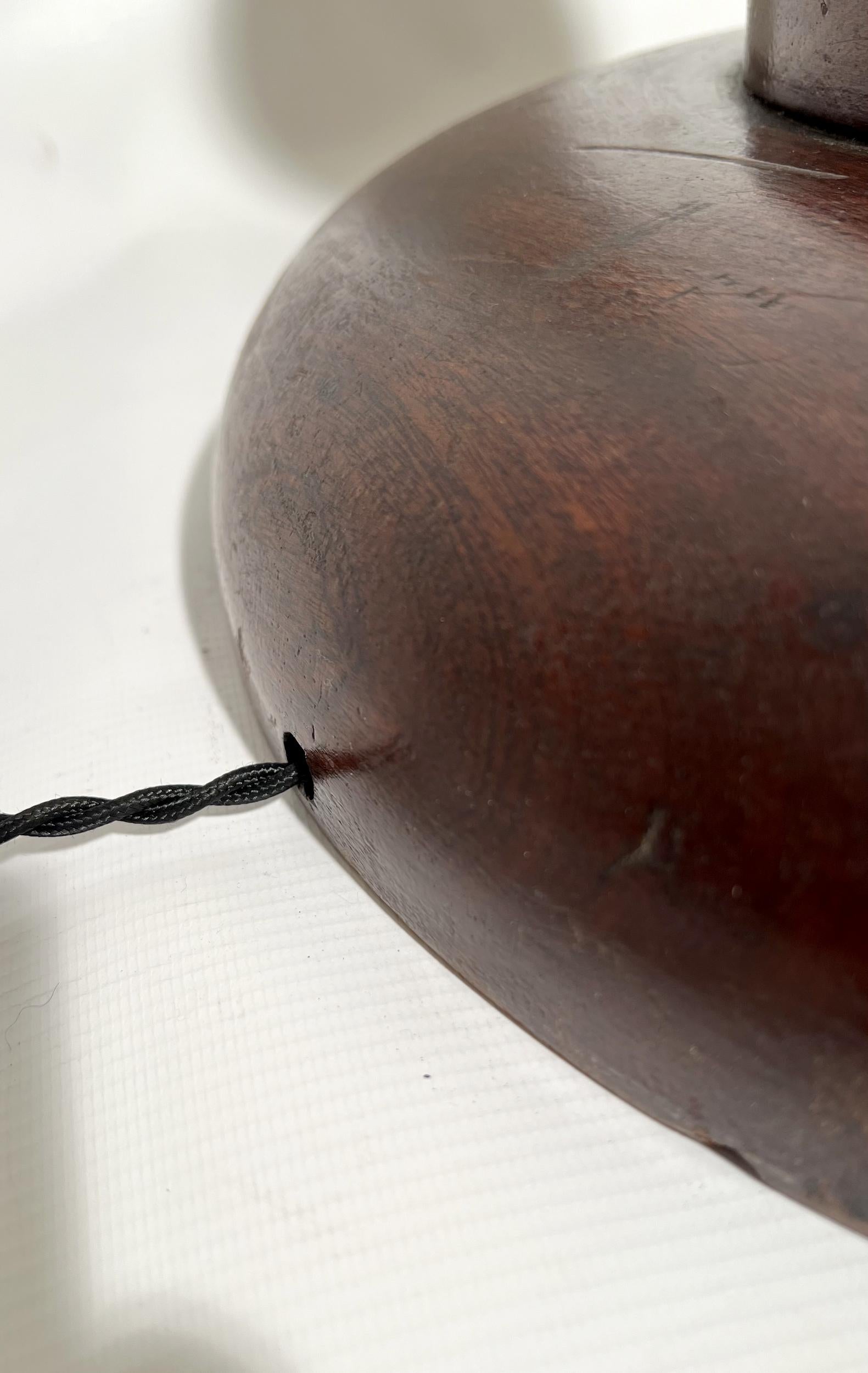 Mid-20th Century Large lamp base in turned wood attributed to Charles Dudouyt, France circa 1940 For Sale