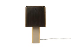 Large lamp in brushed metal and gilded brass. 1970s.