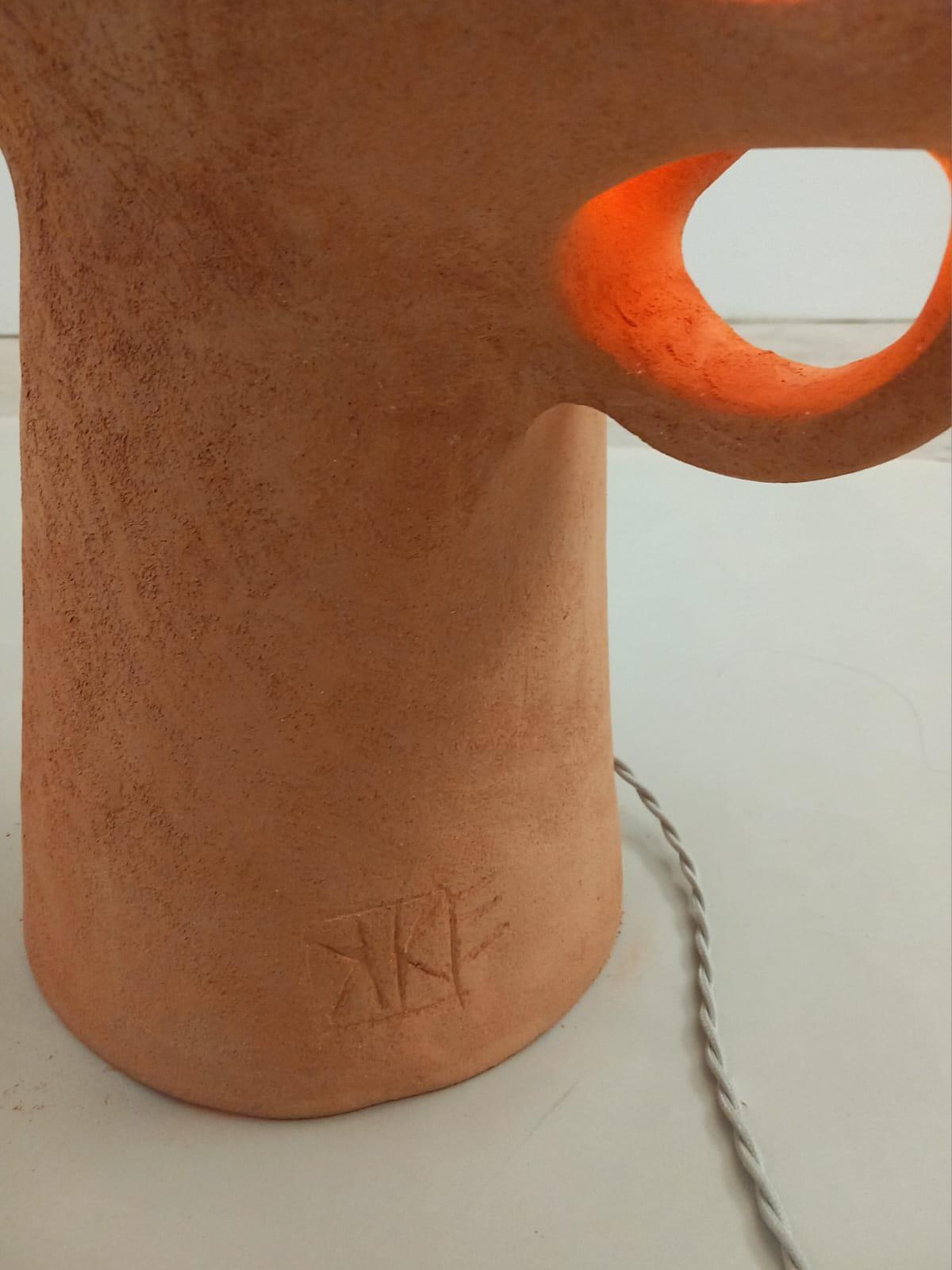 Large lamp in Terracotta ceramic  by Kseniya Kravtsova signed and numbered 2024 For Sale 4