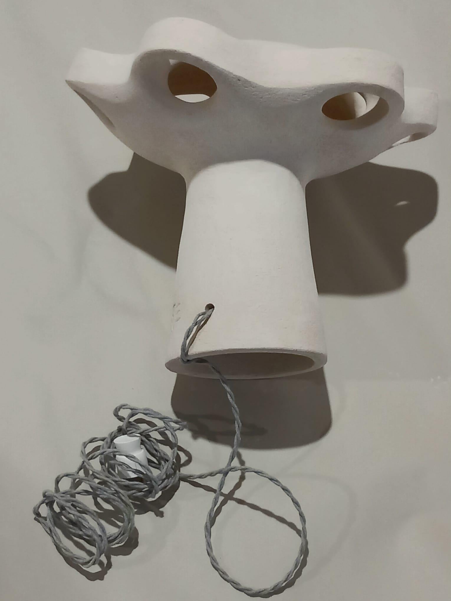 Contemporary Large lamp in white ceramic  by Kseniya Kravtsova signed and numbered HOKA 2023 For Sale