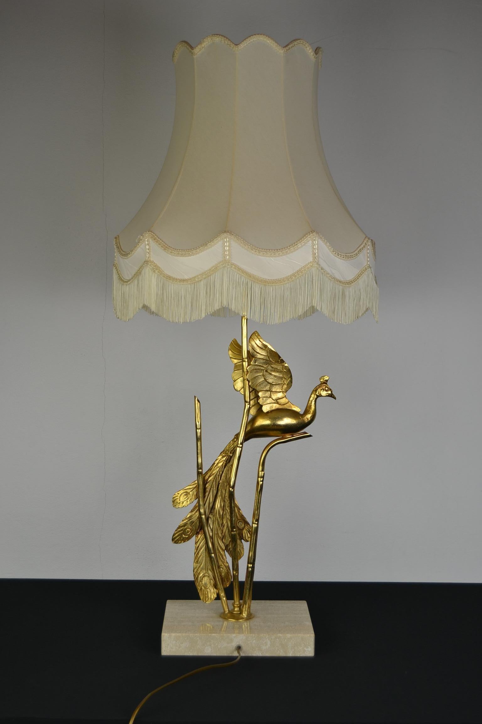 Große Lanciotto Galeotti Pfauen-Tischlampe für L'Originale, Italien, 1970er Jahre im Angebot 7
