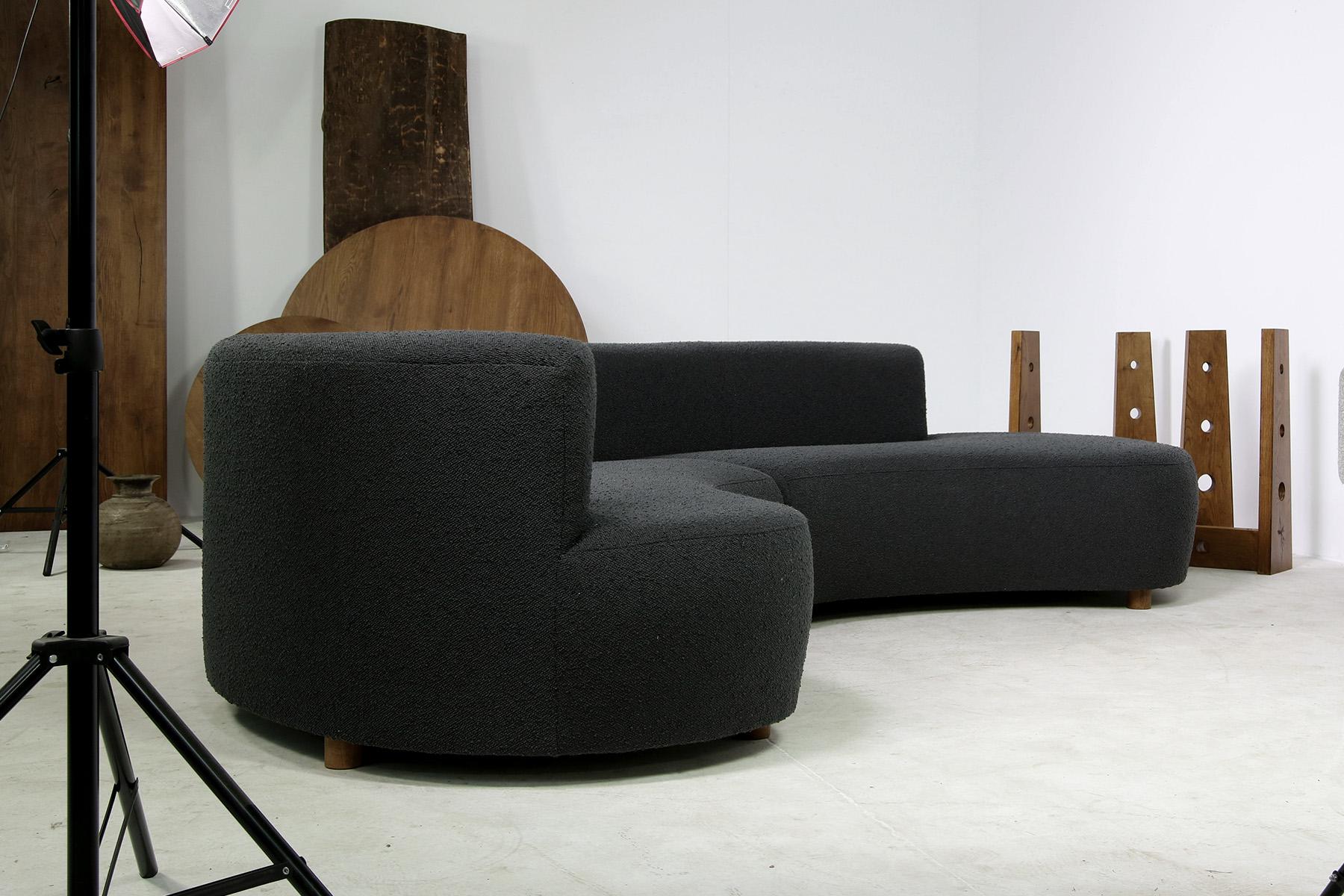 German Large Landscape Nathan Lindberg Modular Curved Sofa Dedar Pinewood Legs 'C' For Sale