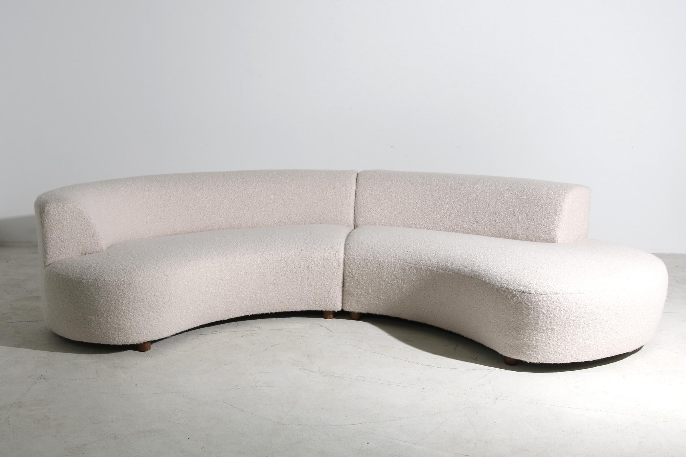 curved boucle sofa
