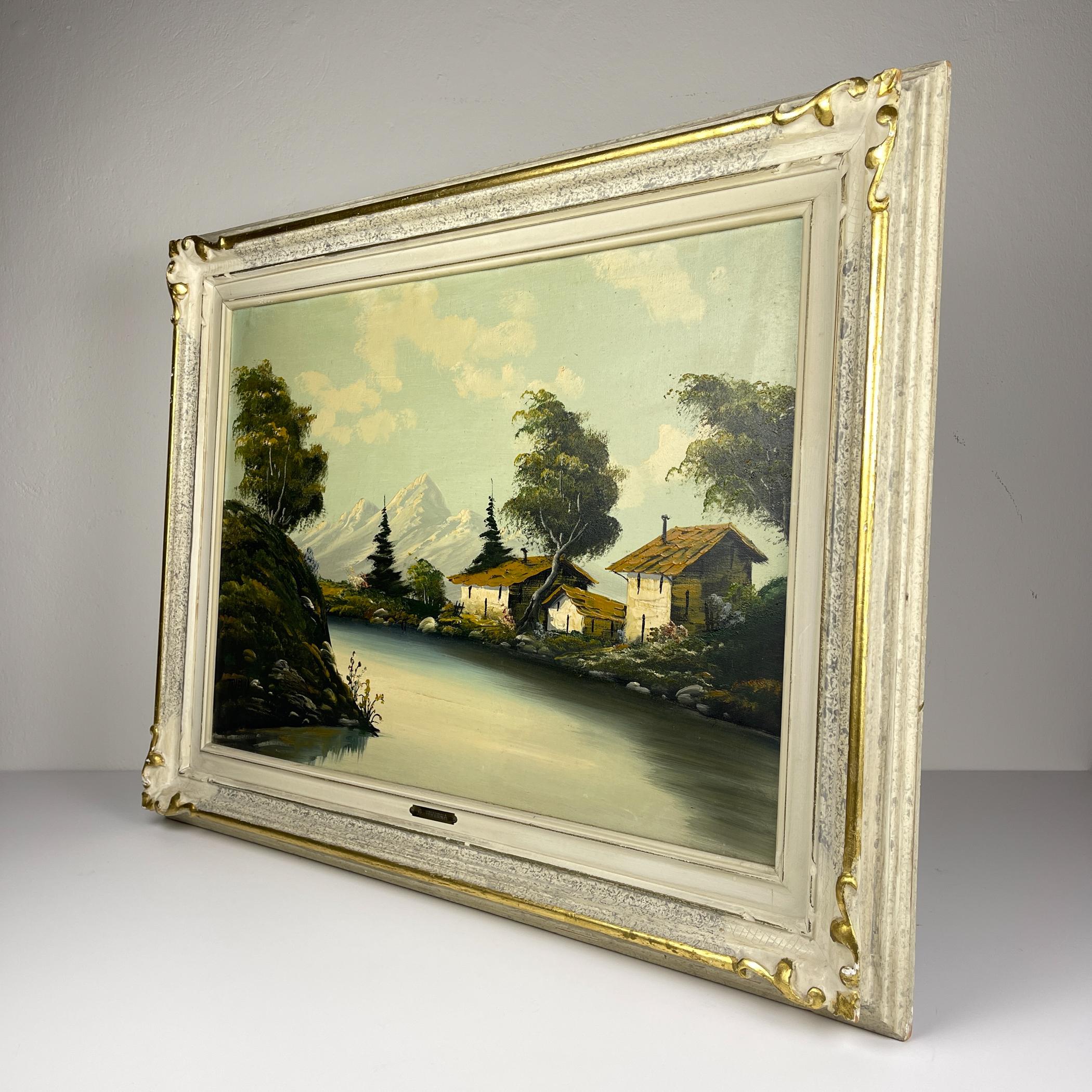 Großes Landschaftsgemälde, Ölgemälde von G. Taverna (1814-1878), Schweiz, 19. Jahrhundert im Angebot 7