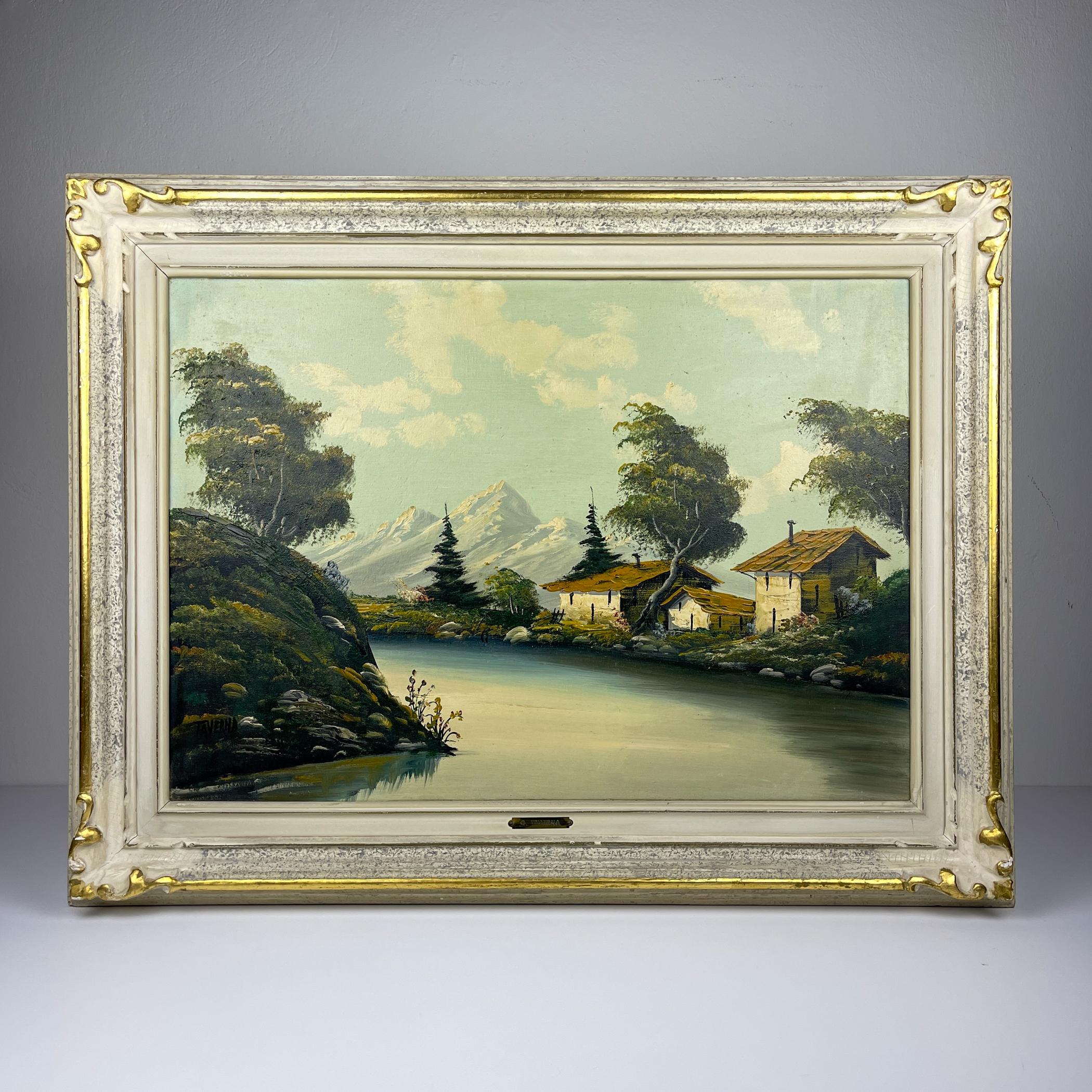 Großes Landschaftsgemälde, Ölgemälde von G. Taverna (1814-1878), Schweiz, 19. Jahrhundert (Schweizerisch) im Angebot