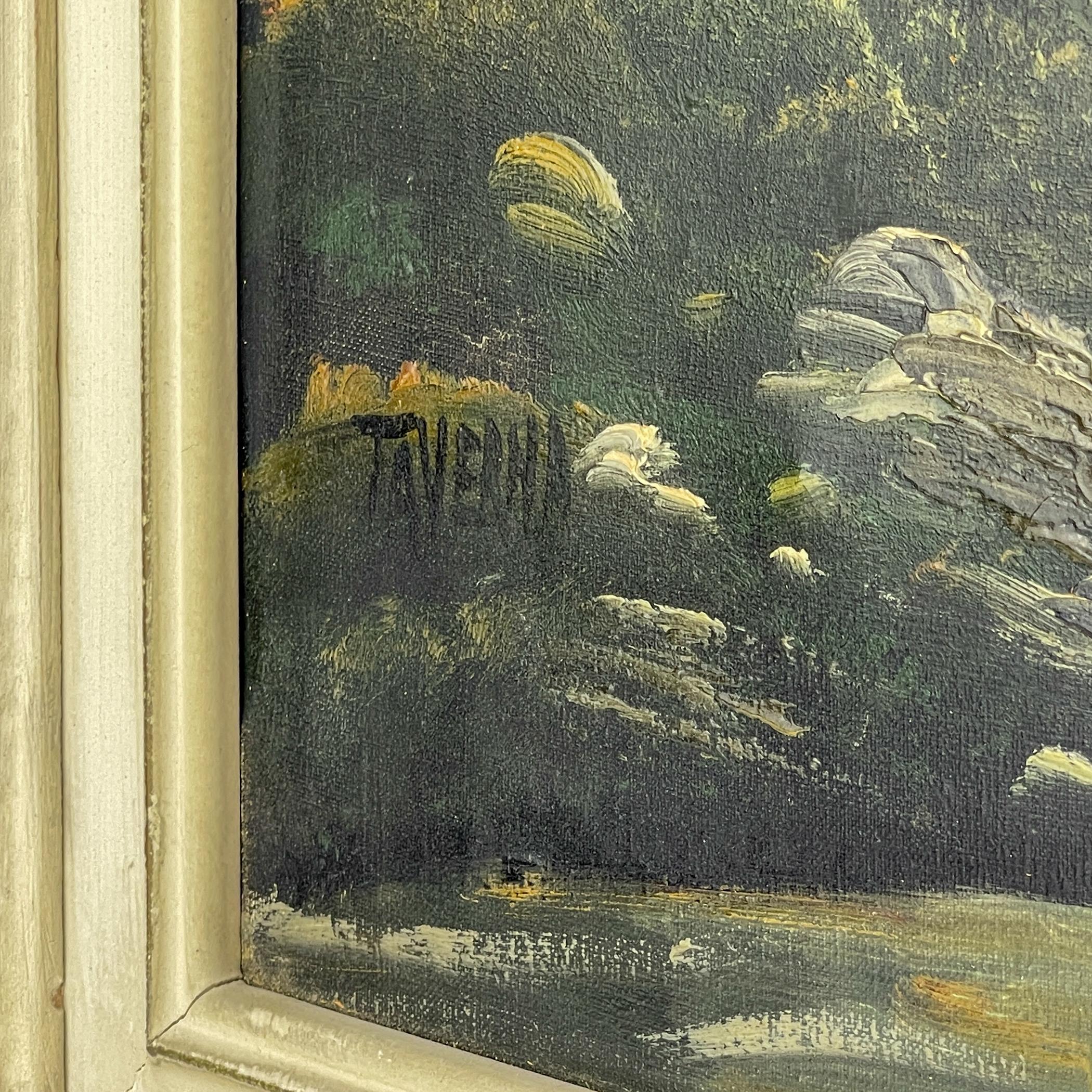 Großes Landschaftsgemälde, Ölgemälde von G. Taverna (1814-1878), Schweiz, 19. Jahrhundert (Leinwand) im Angebot