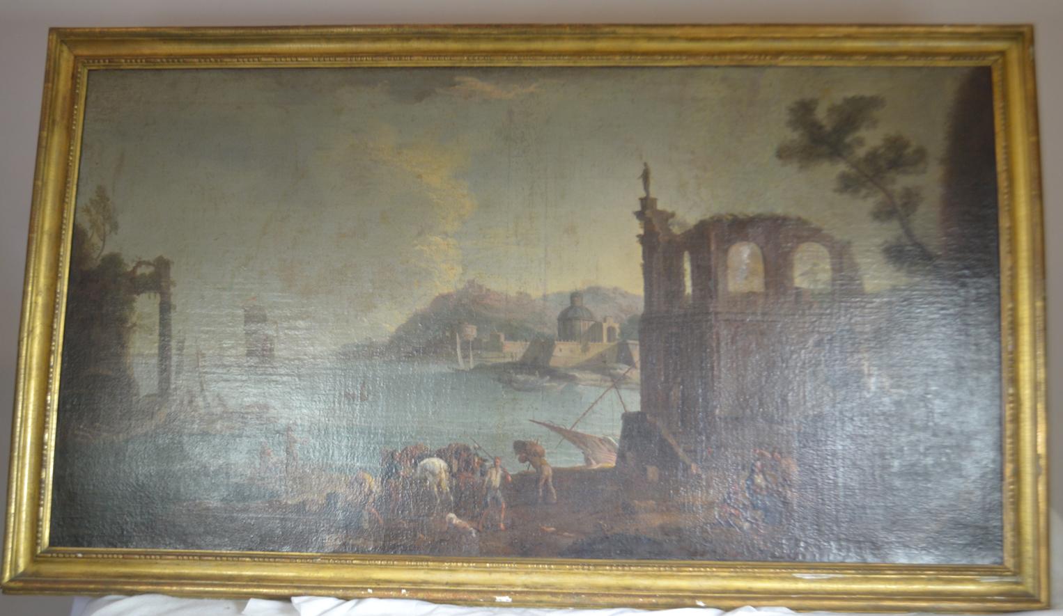 Grande paesaggio dipinto a olio, circa 1890.