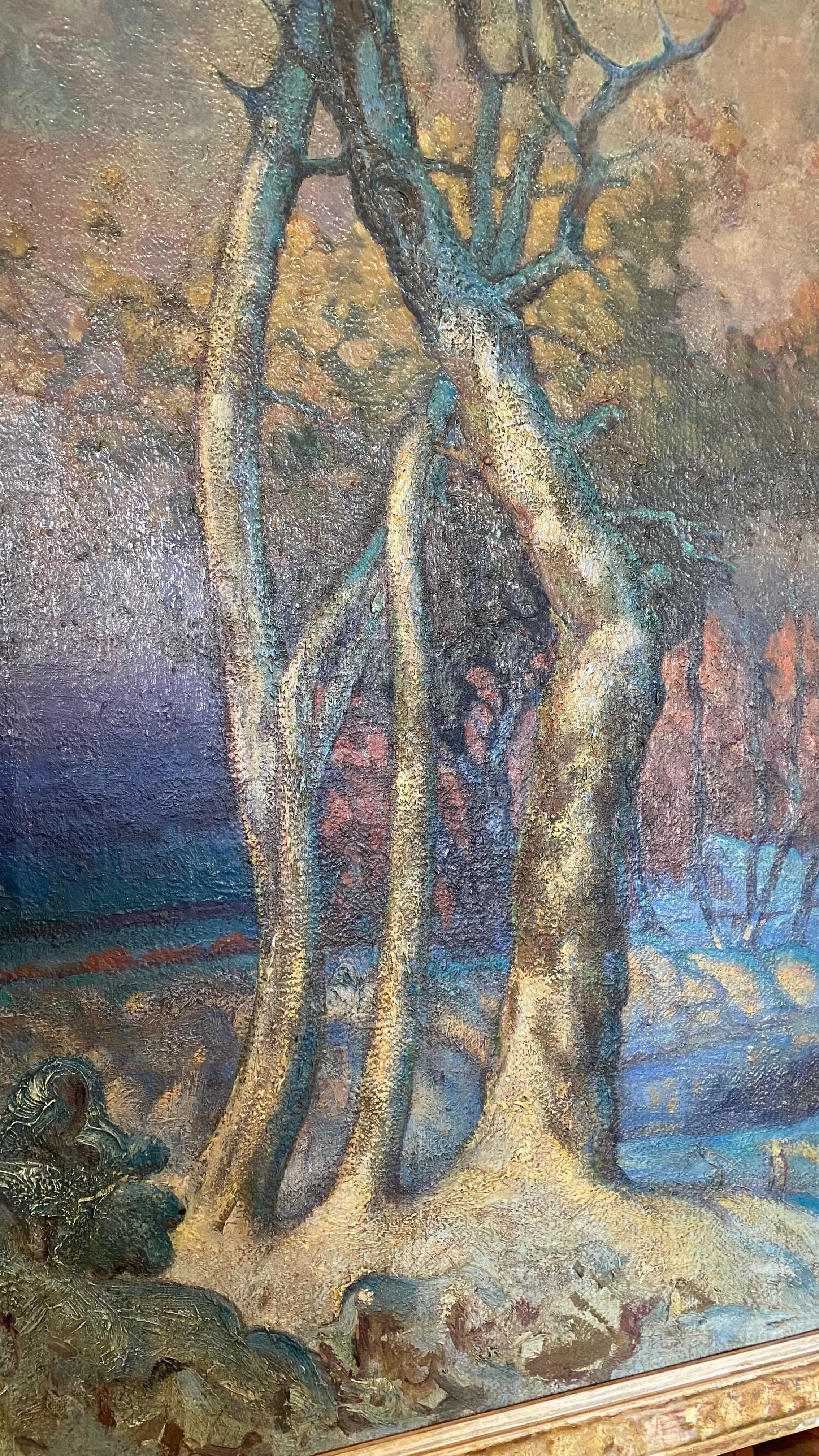 Hand-Painted Large Landscape Painting by California San Francisco Artist Peter Ilyin For Sale