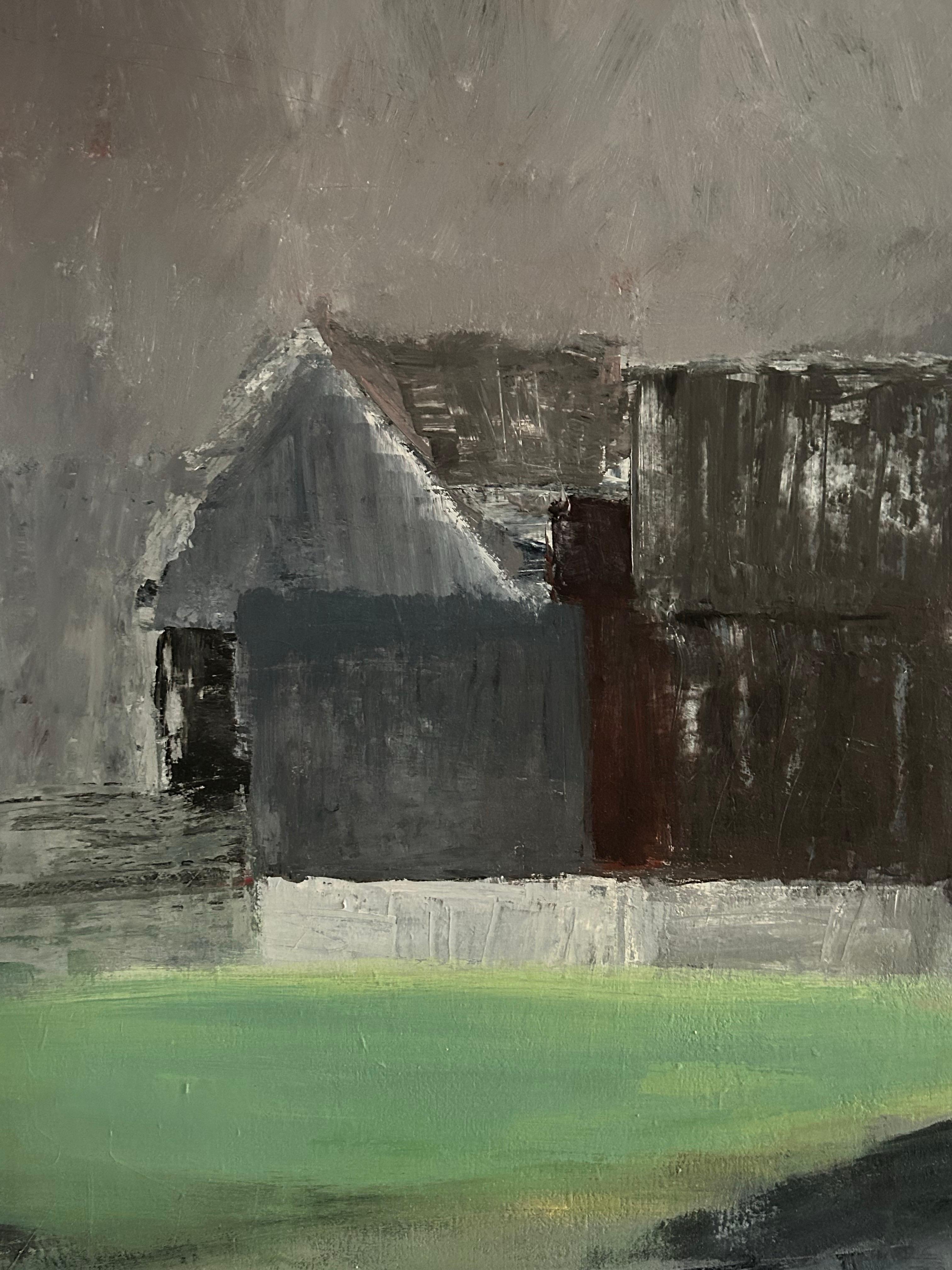 Gran y atmosférico paisaje pintado por la artista danesa Inge Alifrangis, realizado hacia 1993 y que representa los alrededores costeros de Gilleleje. La composición se construye con pinceladas seguras y expresivas y una rica paleta nórdica,