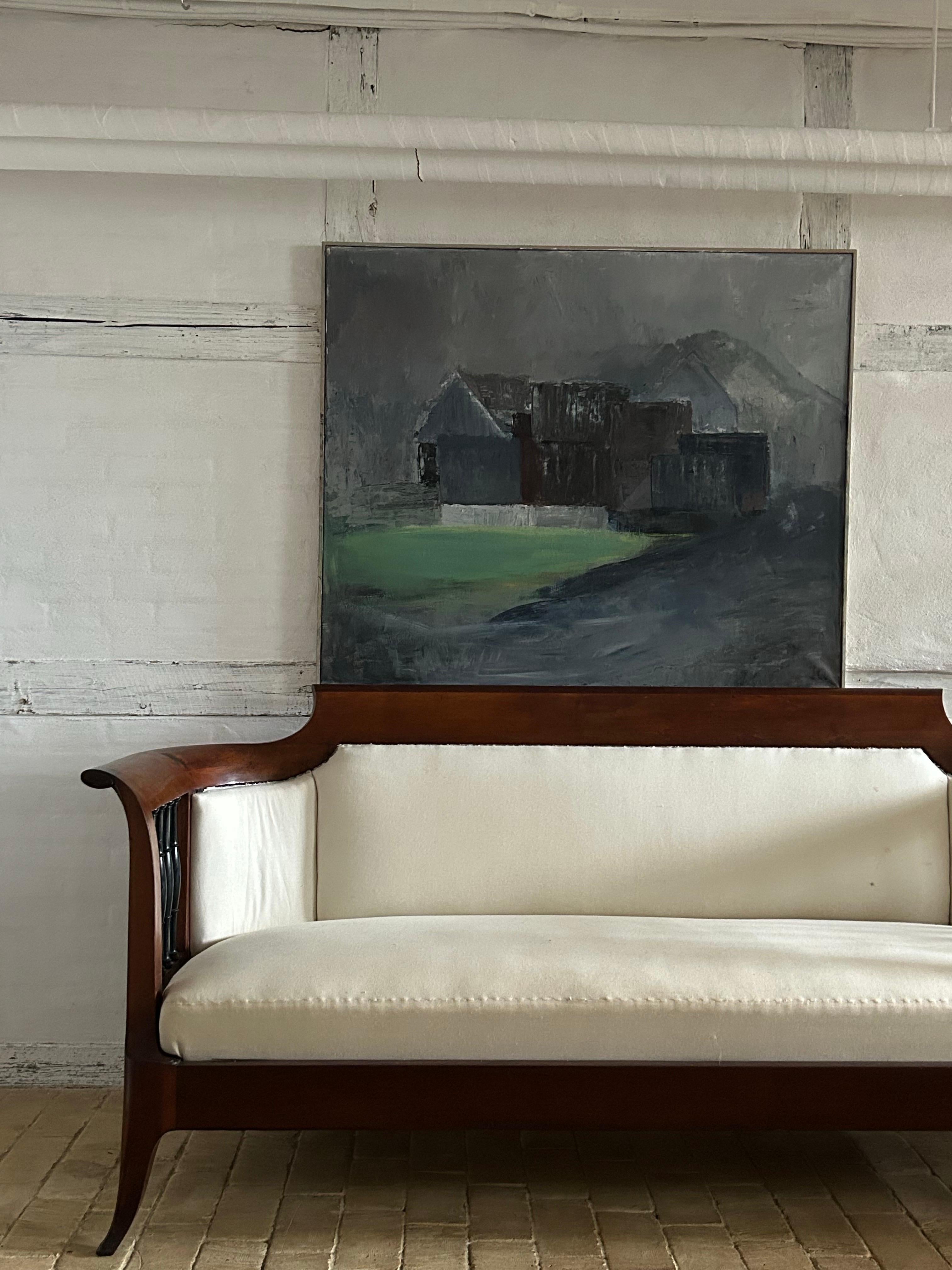 Large Landscape Painting by Inge Alifrangis, Gilleleje, Denmark, circa 1993 Escandinavo moderno en venta