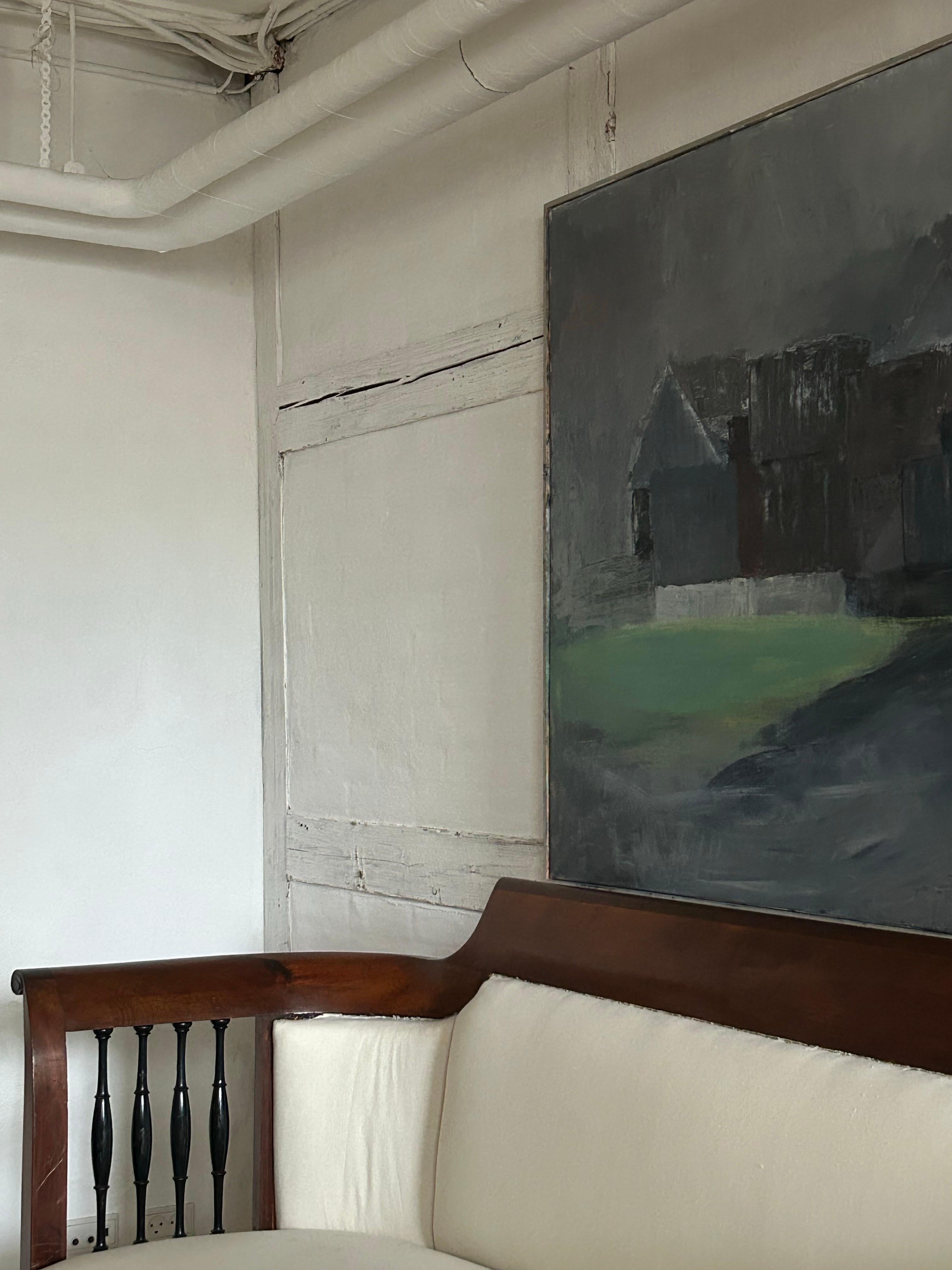 Large Landscape Painting by Inge Alifrangis, Gilleleje, Denmark, circa 1993 en Bueno estado para la venta en Valby, 84