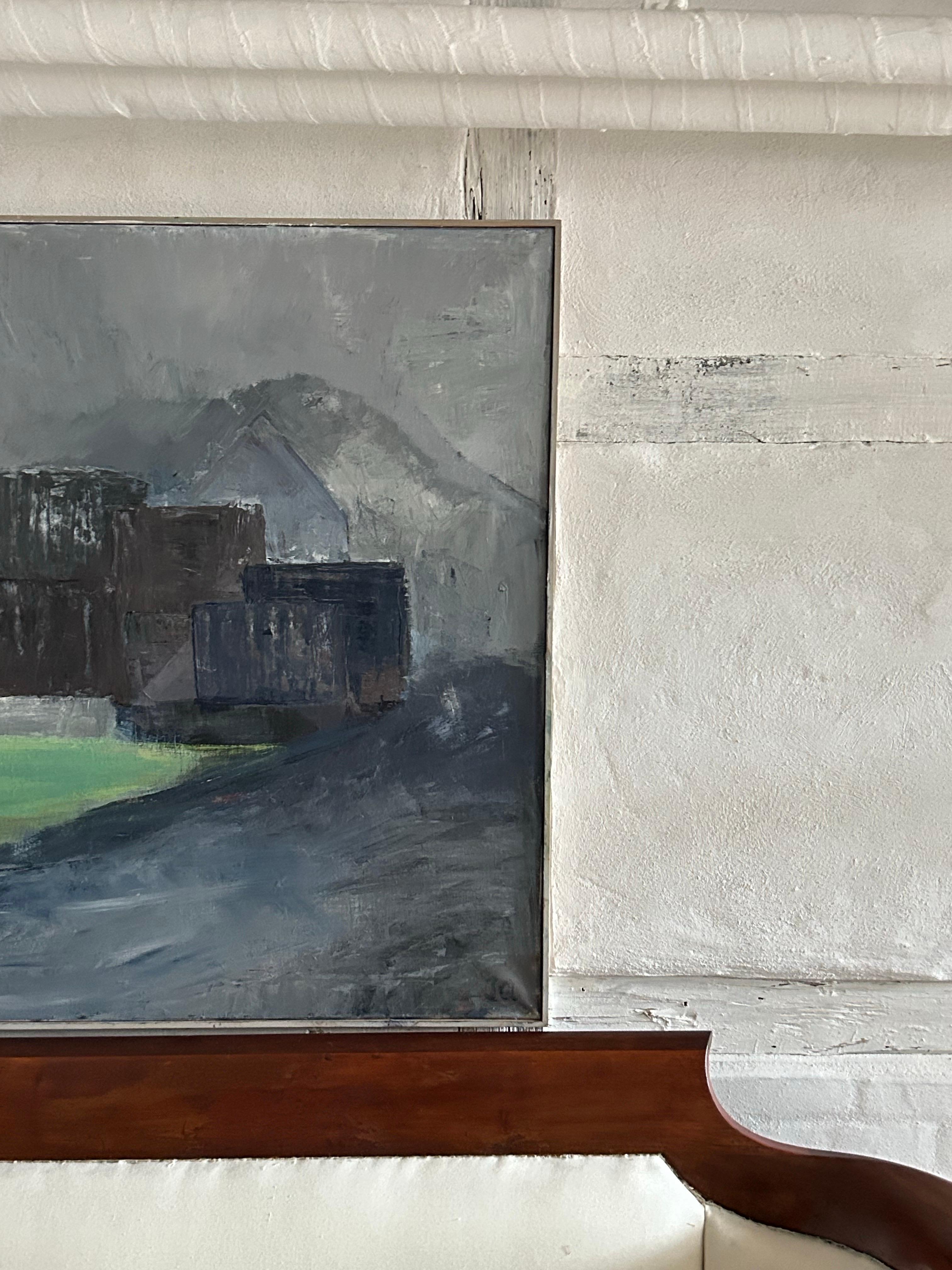 Large Landscape Painting by Inge Alifrangis, Gilleleje, Denmark, circa 1993 finales del siglo XX en venta