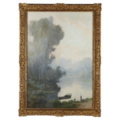 Large Landscape Painting "The Boat" by Leon Hornecker