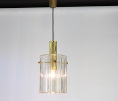 Large Lantern Form Pendant Cylindrical Glass Shade by Limburg, Germany, 1960s