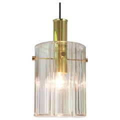 Large Lantern Form Pendant Cylindrical Glass Shade by Limburg, Germany, 1960s