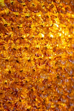Large Lantern in Steel and Yellow and Green Glass, 1950s