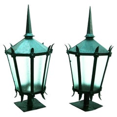 Antique Large Lanterns for Gate Post or Wall Bracket, Late 19th or Early 20th Century